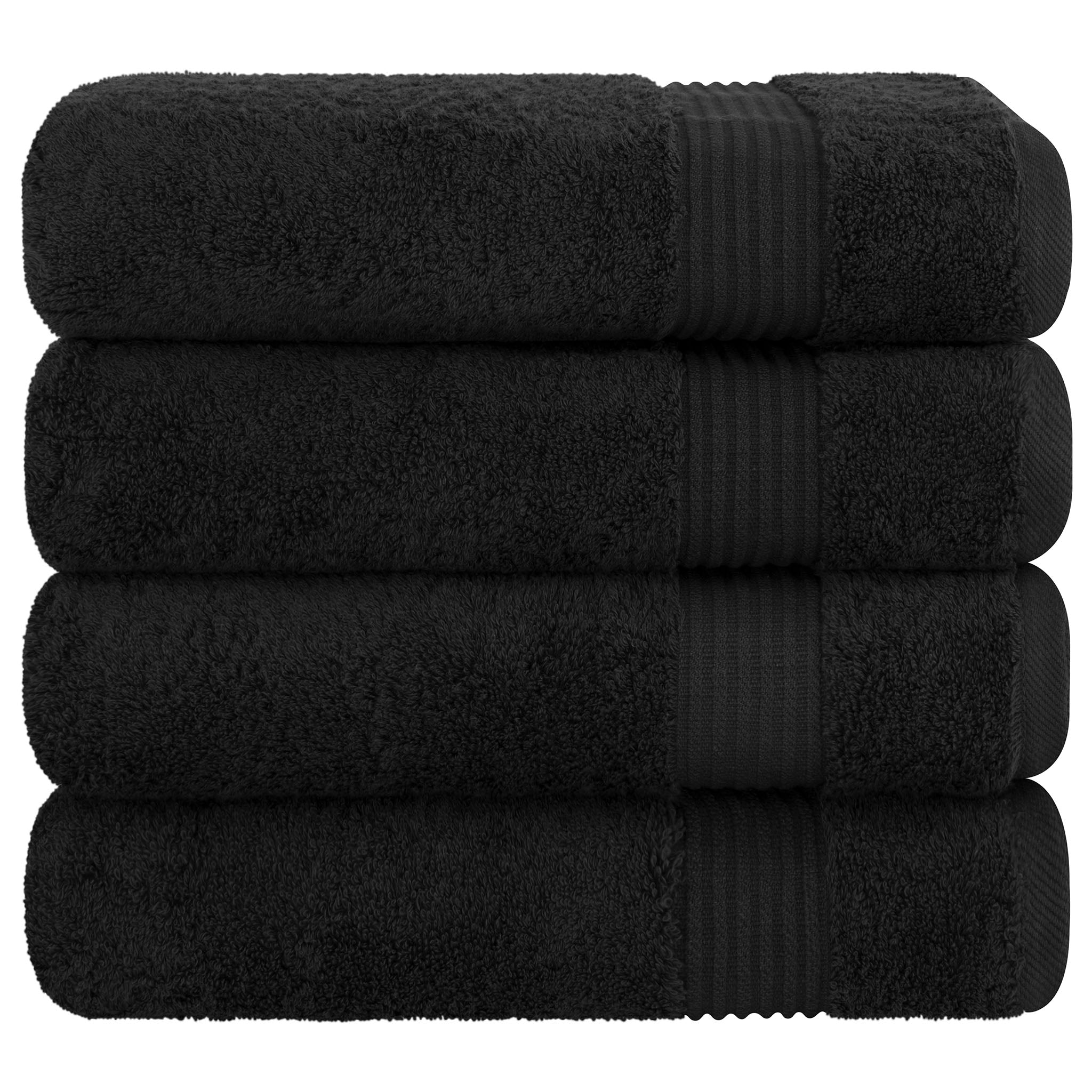 American-softlinen Bekos 100% Cotton Turkish Towels, 4 Piece Bath Towel Set -black-06