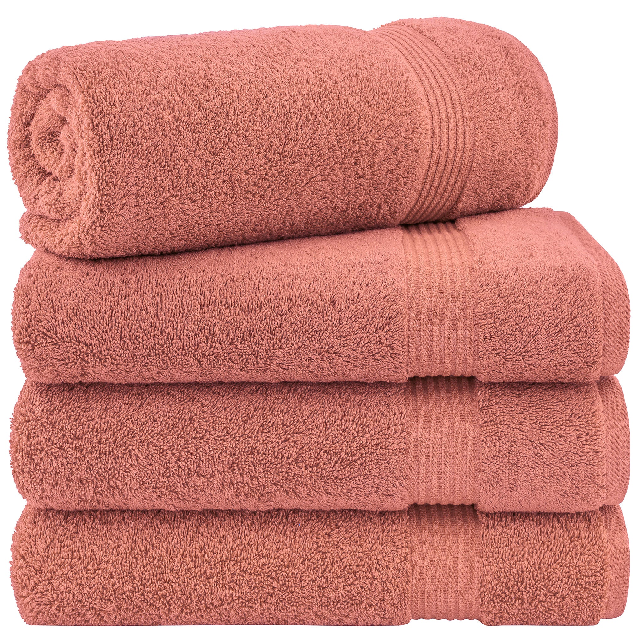 American-softlinen Bekos 100% Cotton Turkish Towels, 4 Piece Bath Towel Set -coral-01