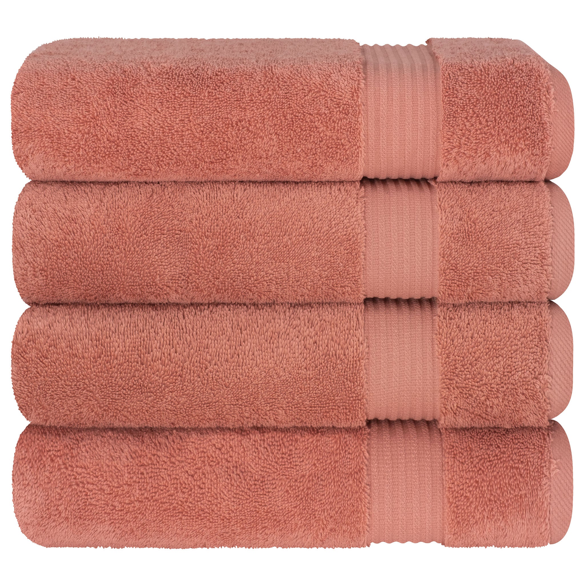 American-softlinen Bekos 100% Cotton Turkish Towels, 4 Piece Bath Towel Set -coral-06