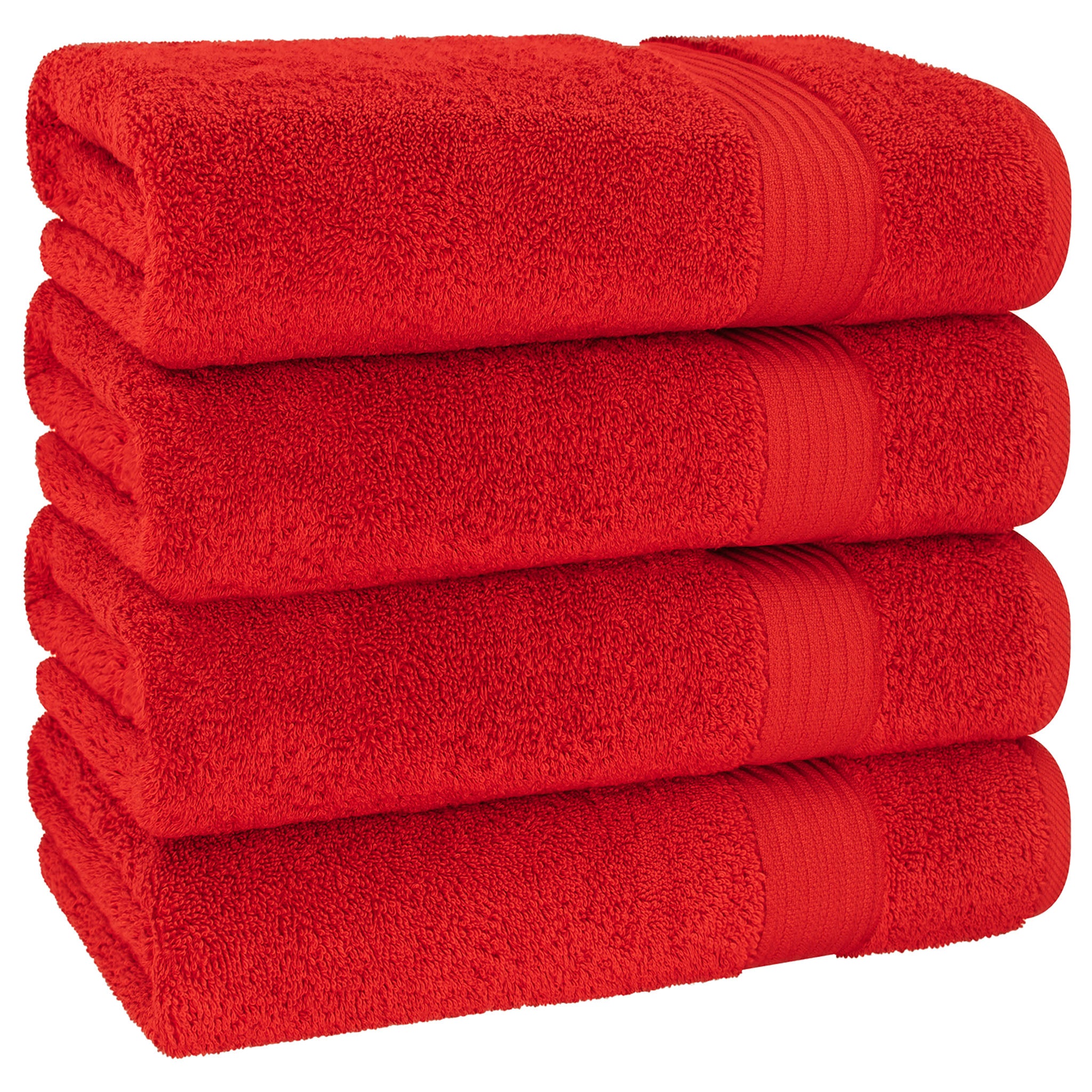 American-softlinen Bekos 100% Cotton Turkish Towels, 4 Piece Bath Towel Set -red-05