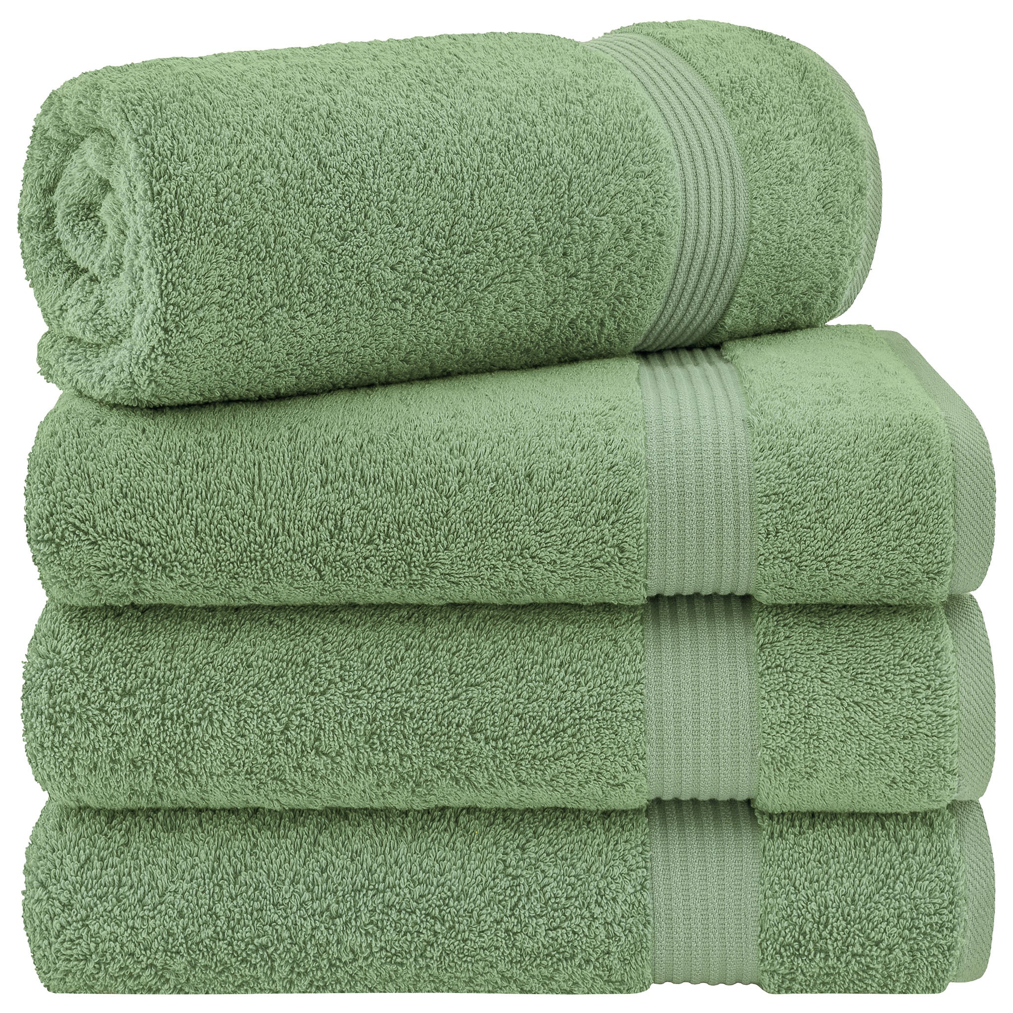 American-softlinen Bekos 100% Cotton Turkish Towels, 4 Piece Bath Towel Set -sage-green-01