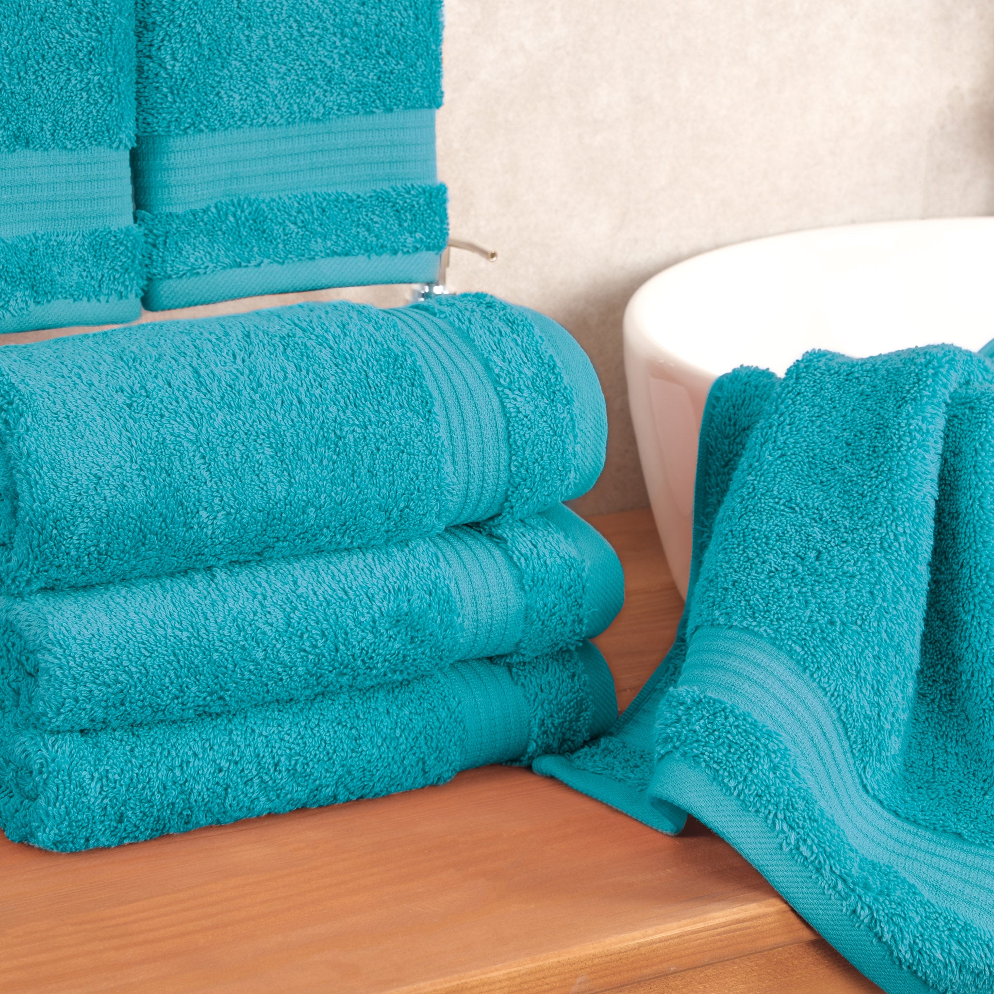 American-softlinen Bekos 100% Cotton Turkish Towels, 4 Piece Hand Towel Set -aqua-blue-02