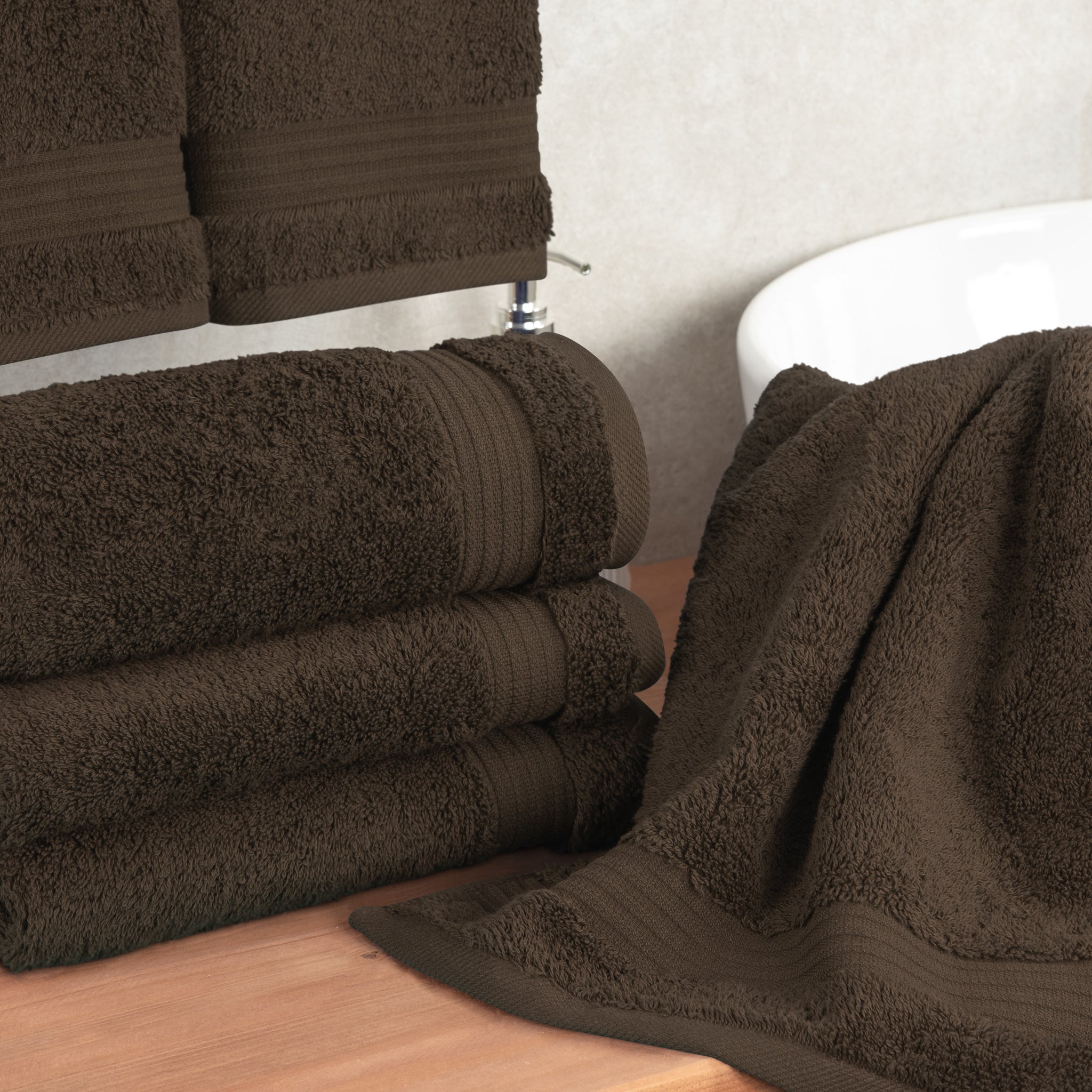 American-softlinen Bekos 100% Cotton Turkish Towels, 4 Piece Hand Towel Set -brown-02