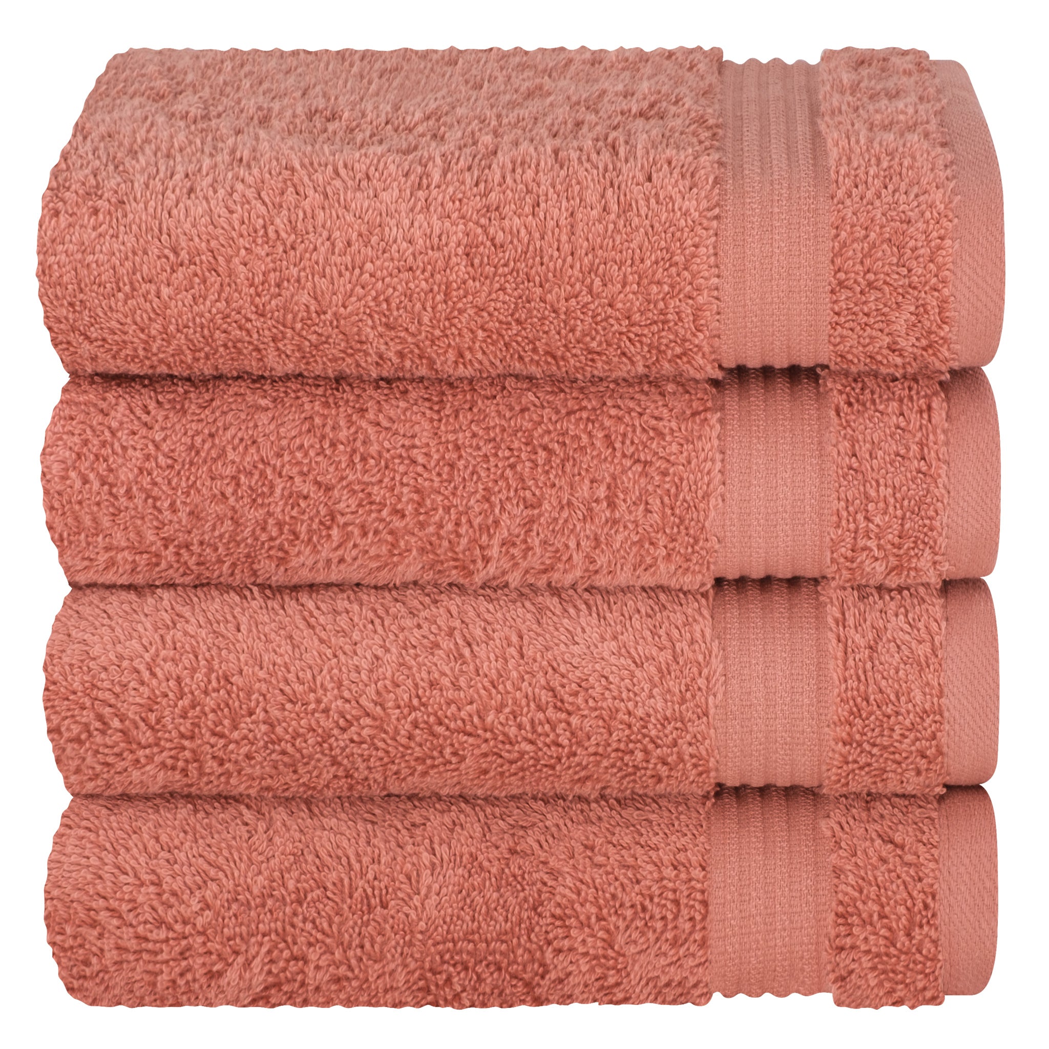 American-softlinen Bekos 100% Cotton Turkish Towels, 4 Piece Hand Towel Set -coral-05
