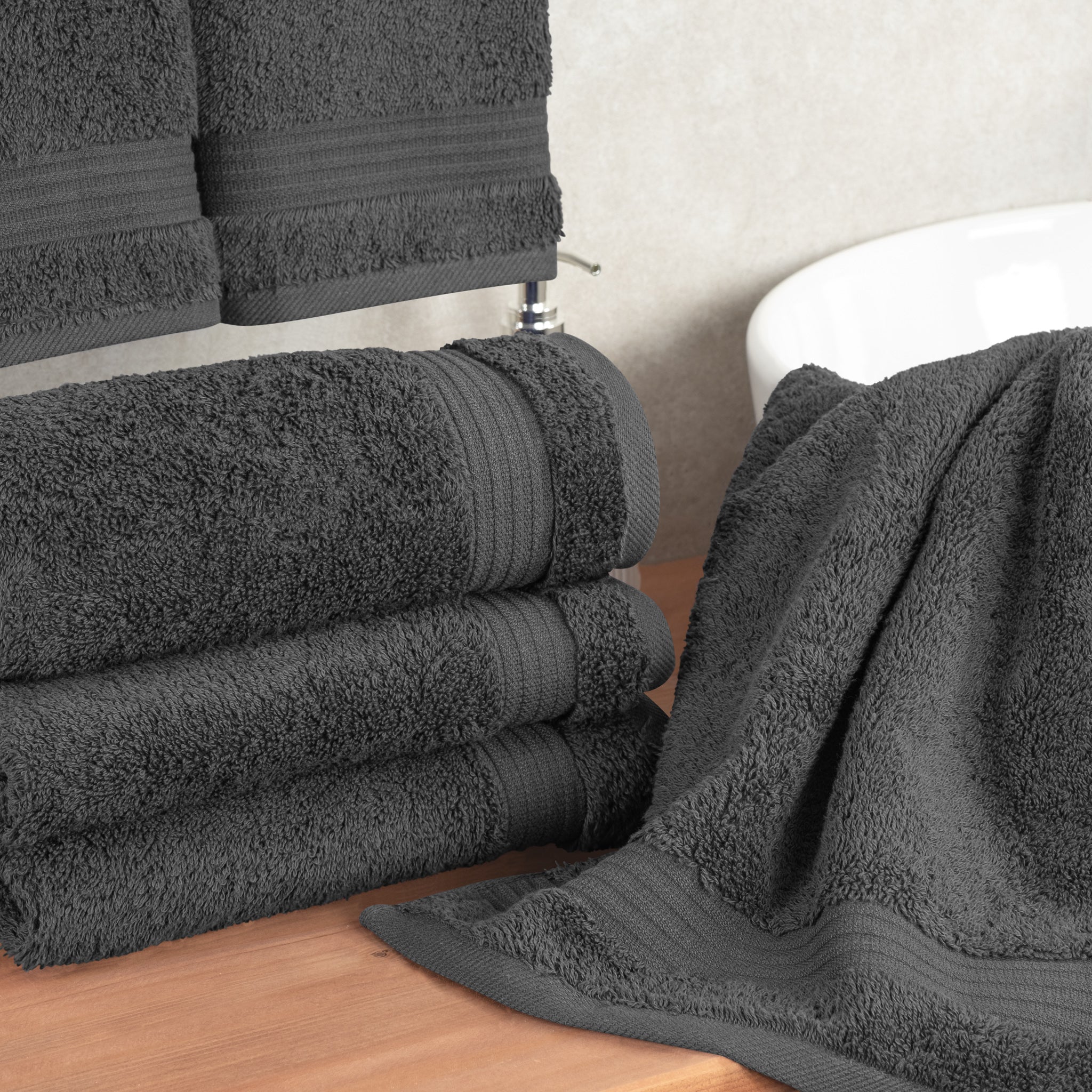 American-softlinen Bekos 100% Cotton Turkish Towels, 4 Piece Hand Towel Set -gray-02