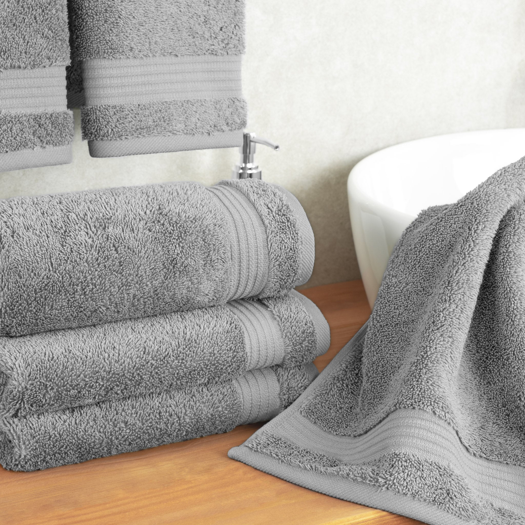 American-softlinen Bekos 100% Cotton Turkish Towels, 4 Piece Hand Towel Set -rockridge-gray-02