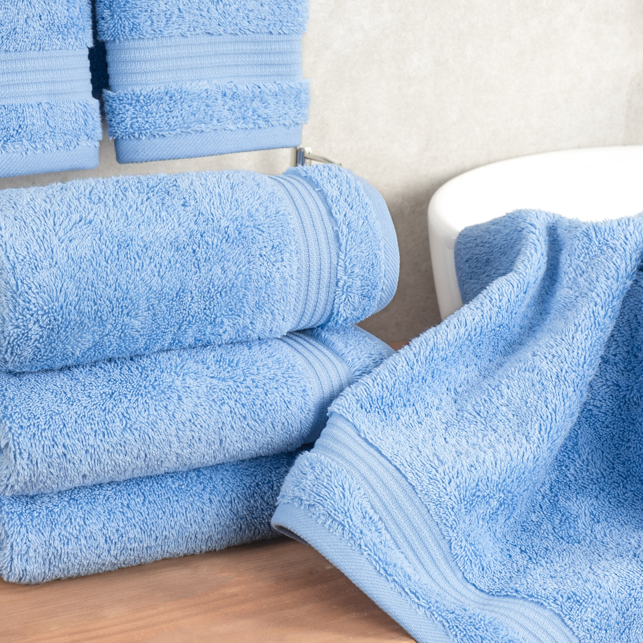 American-softlinen Bekos 100% Cotton Turkish Towels, 4 Piece Hand Towel Set -sky-blue-02