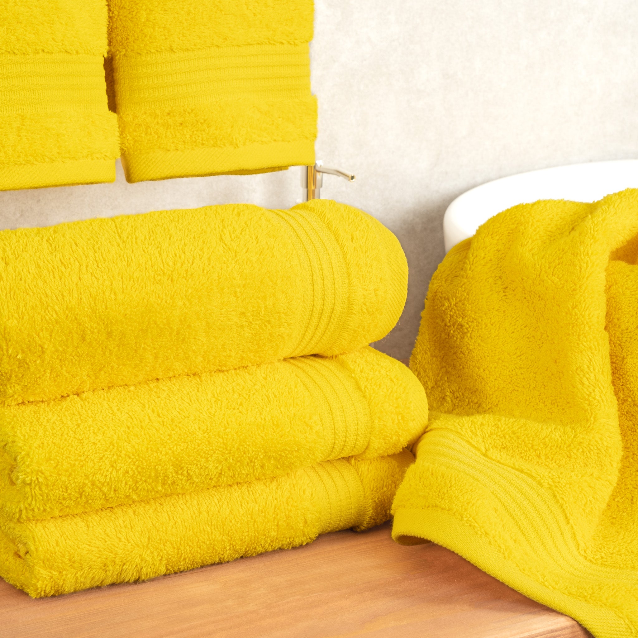 American-softlinen Bekos 100% Cotton Turkish Towels, 4 Piece Hand Towel Set -yellow-02