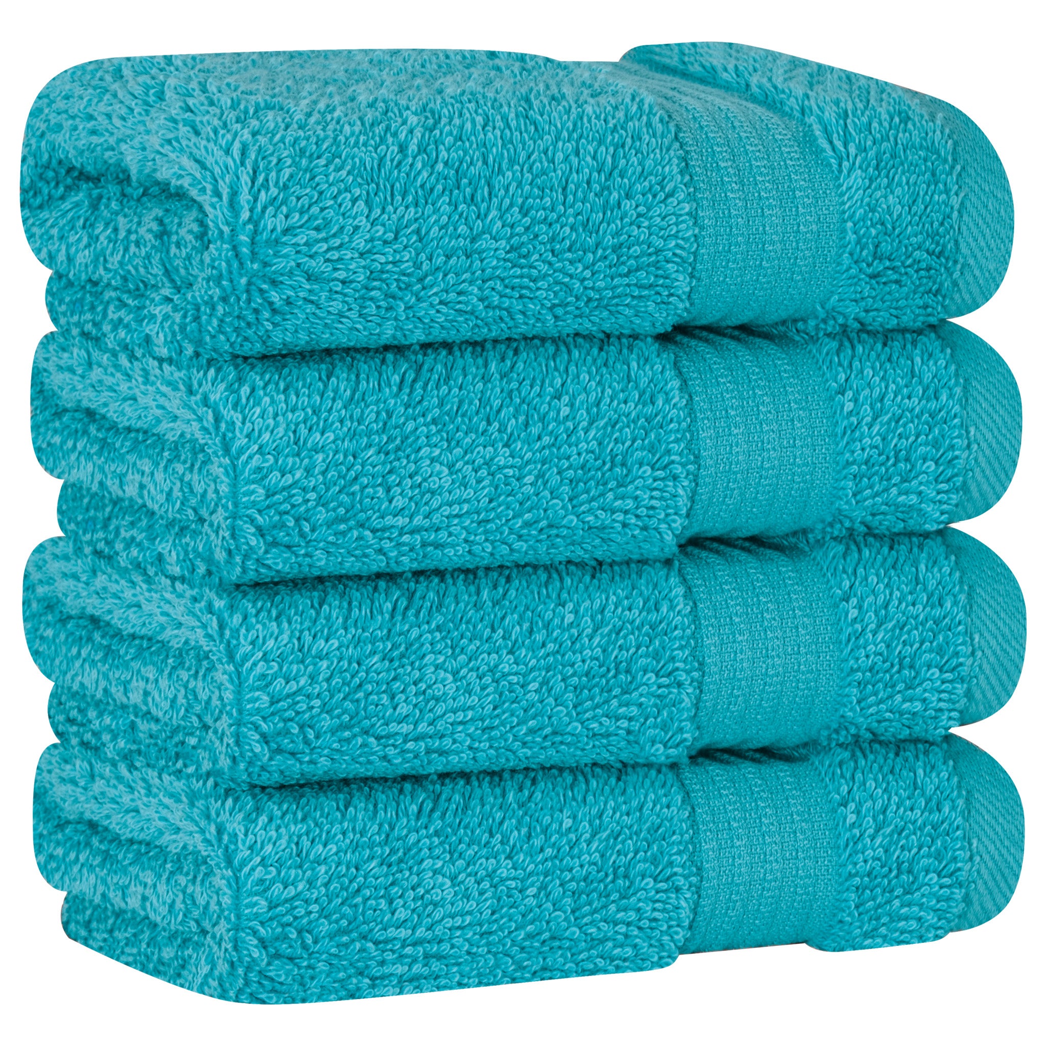 American-softlinen Bekos 100% Cotton Turkish Towels, 4 Piece Washcloth Towel Set -aqua-blue-03