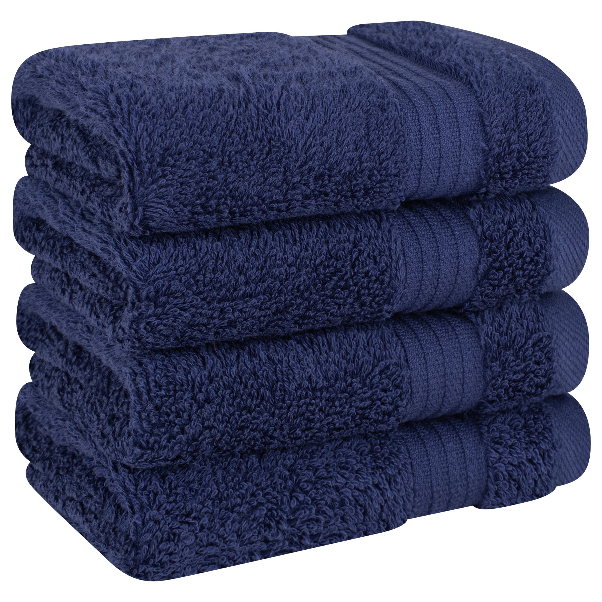American-softlinen Bekos 100% Cotton Turkish Towels, 4 Piece Washcloth Towel Set -navy-blue-03