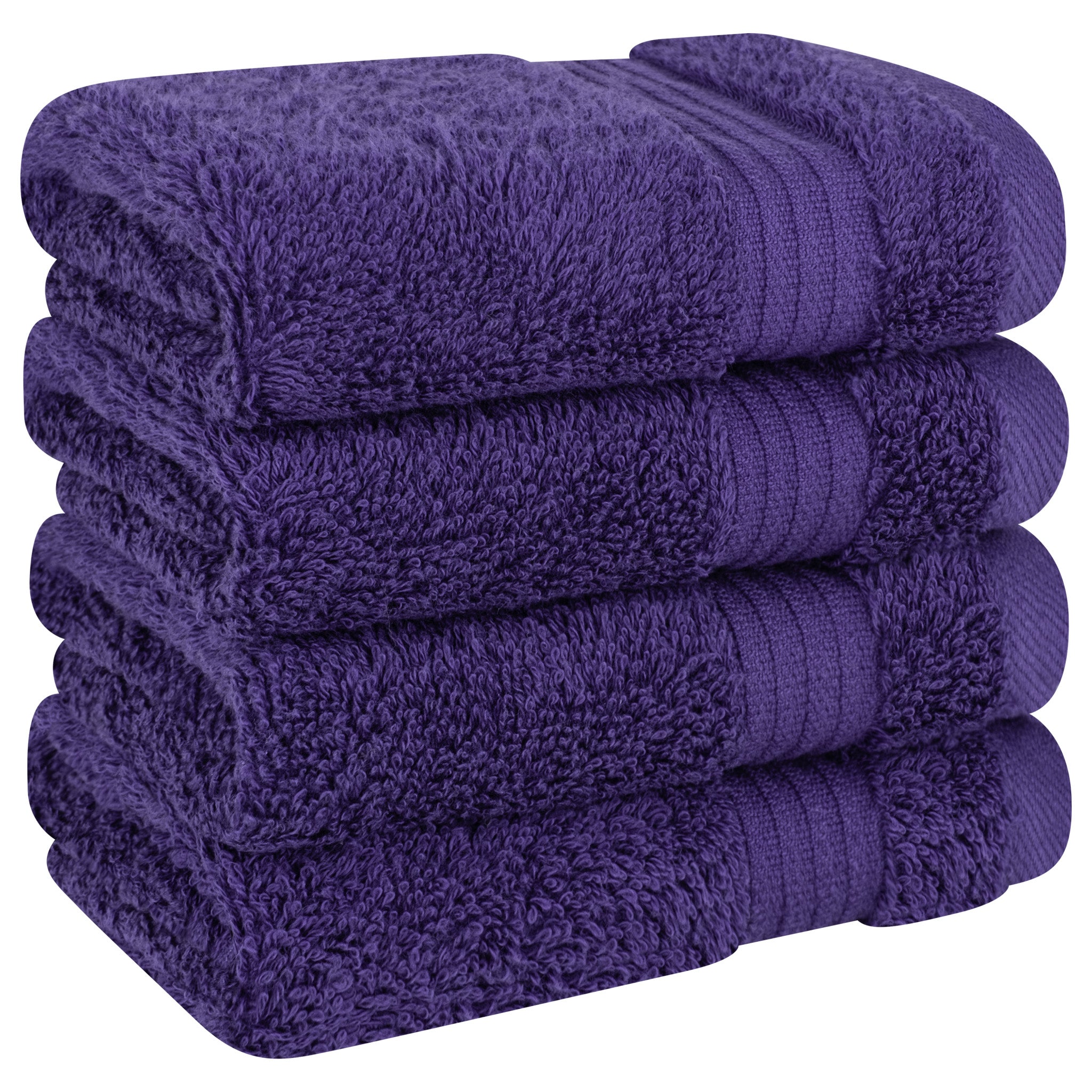 American-softlinen Bekos 100% Cotton Turkish Towels, 4 Piece Washcloth Towel Set -purple-03
