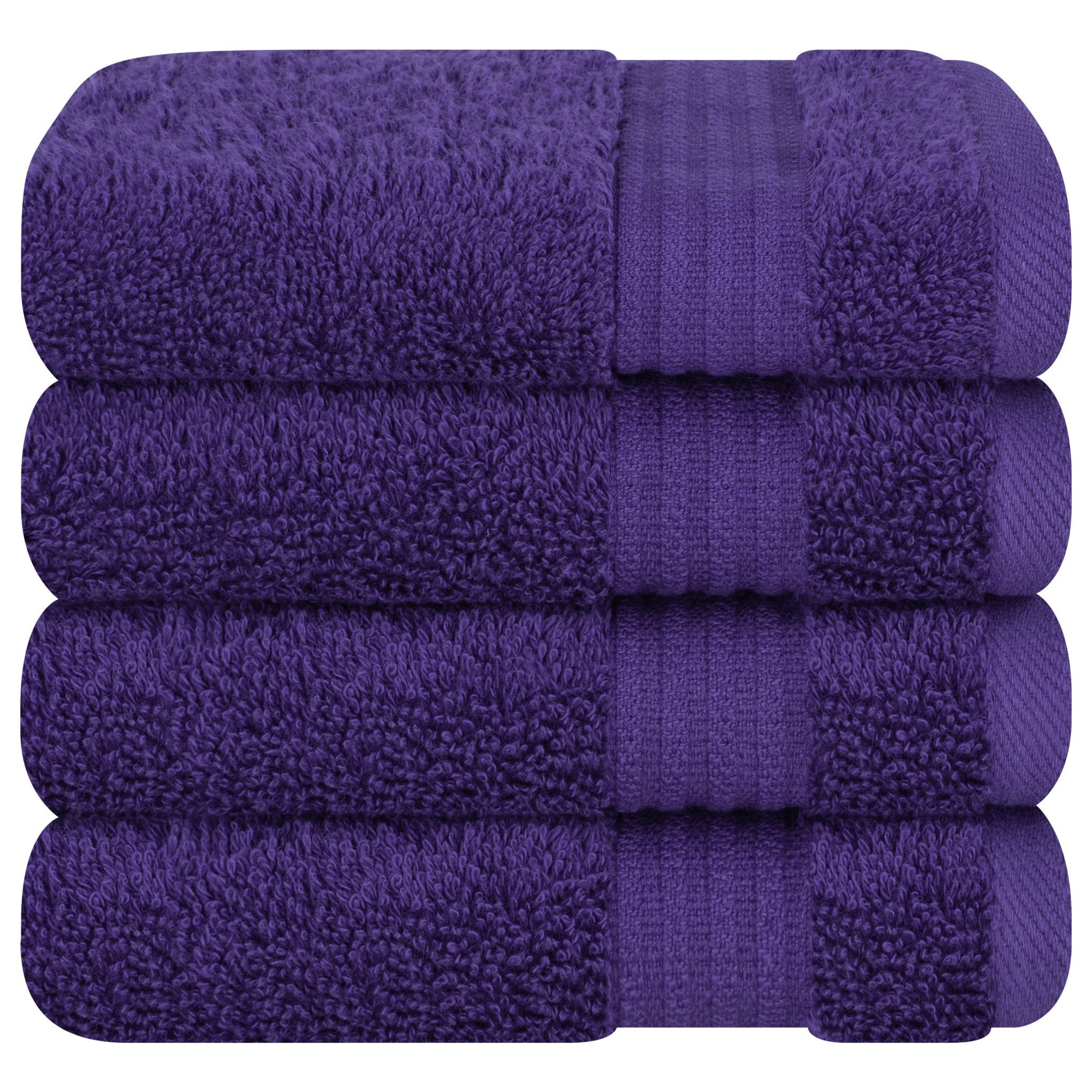 American-softlinen Bekos 100% Cotton Turkish Towels, 4 Piece Washcloth Towel Set -purple-05