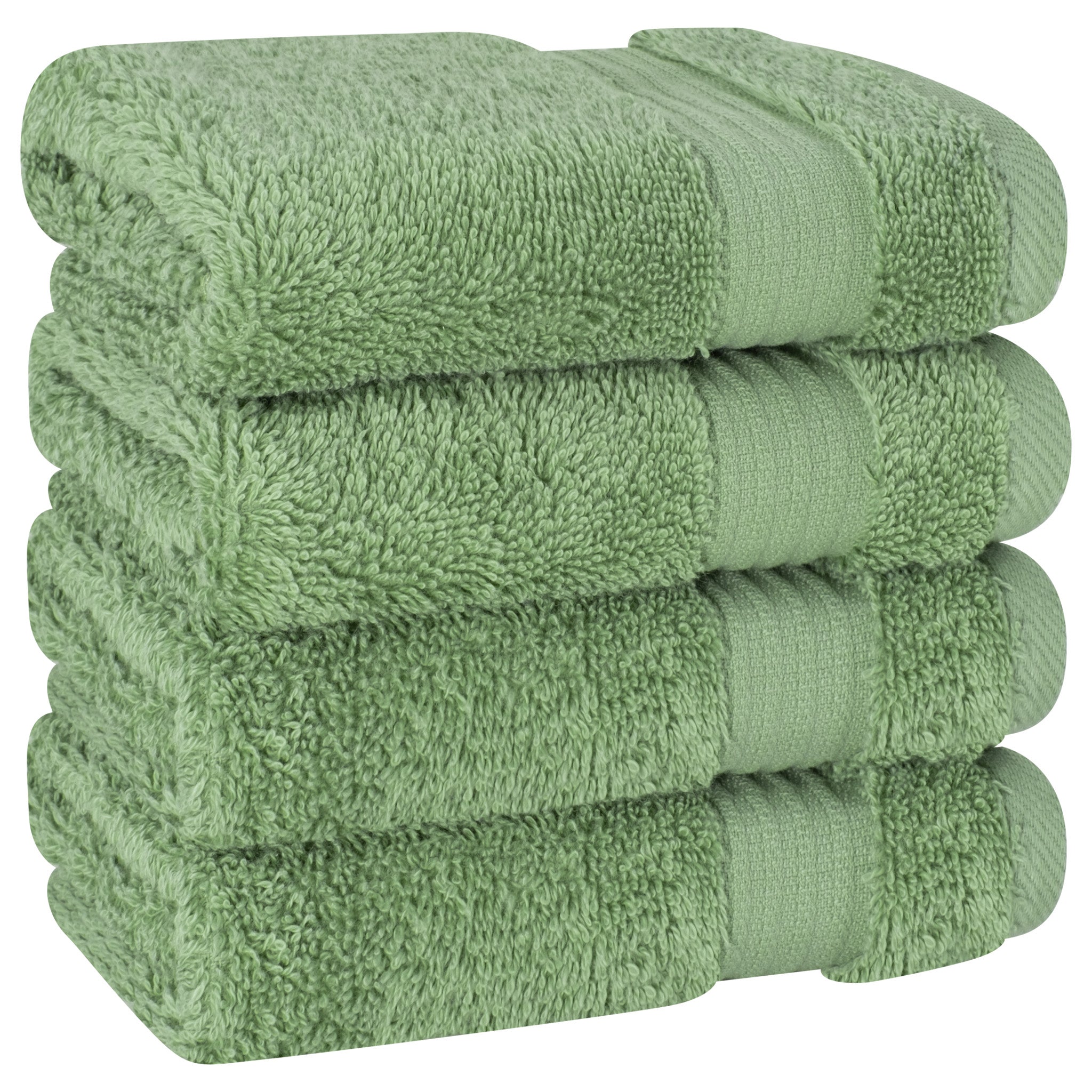 American-softlinen Bekos 100% Cotton Turkish Towels, 4 Piece Washcloth Towel Set -sage-green-03
