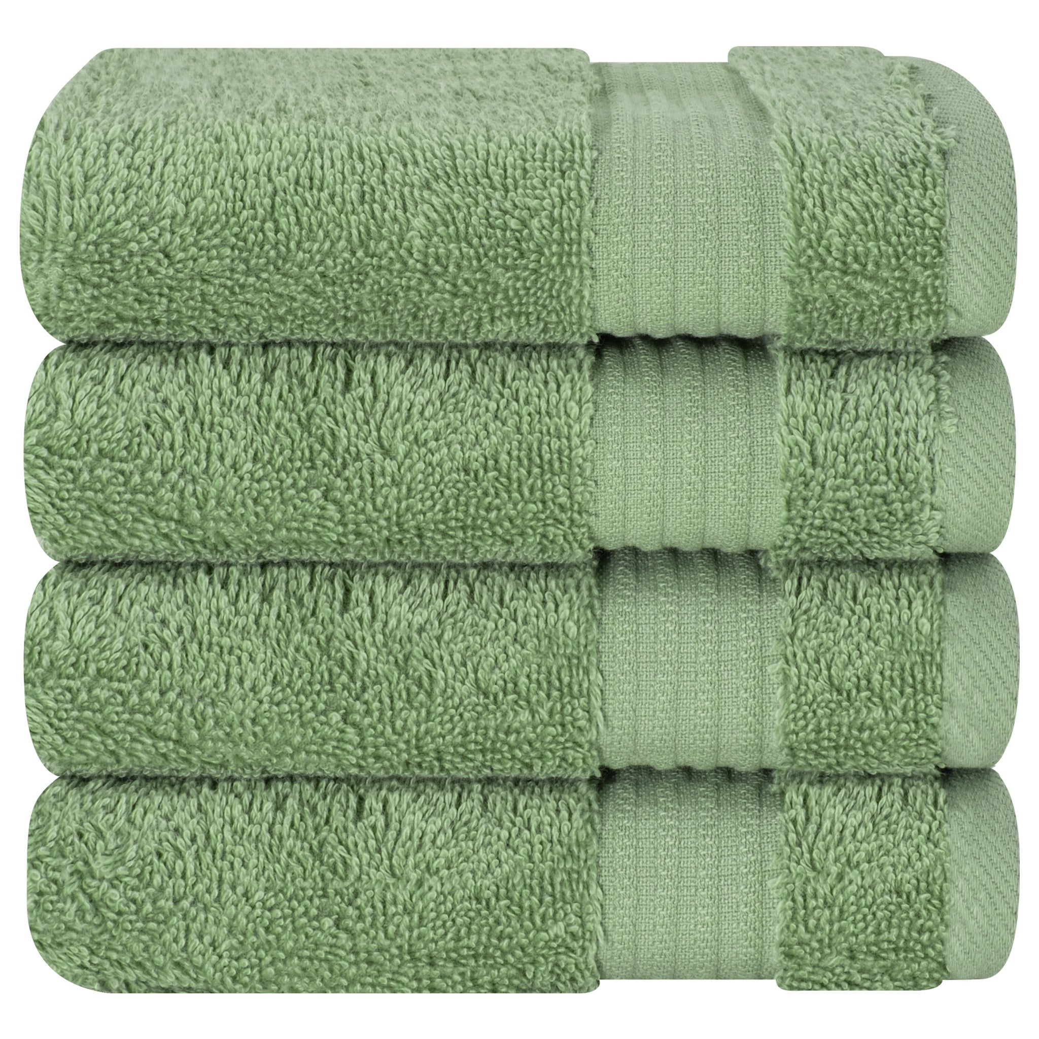 American-softlinen Bekos 100% Cotton Turkish Towels, 4 Piece Washcloth Towel Set -sage-green-05