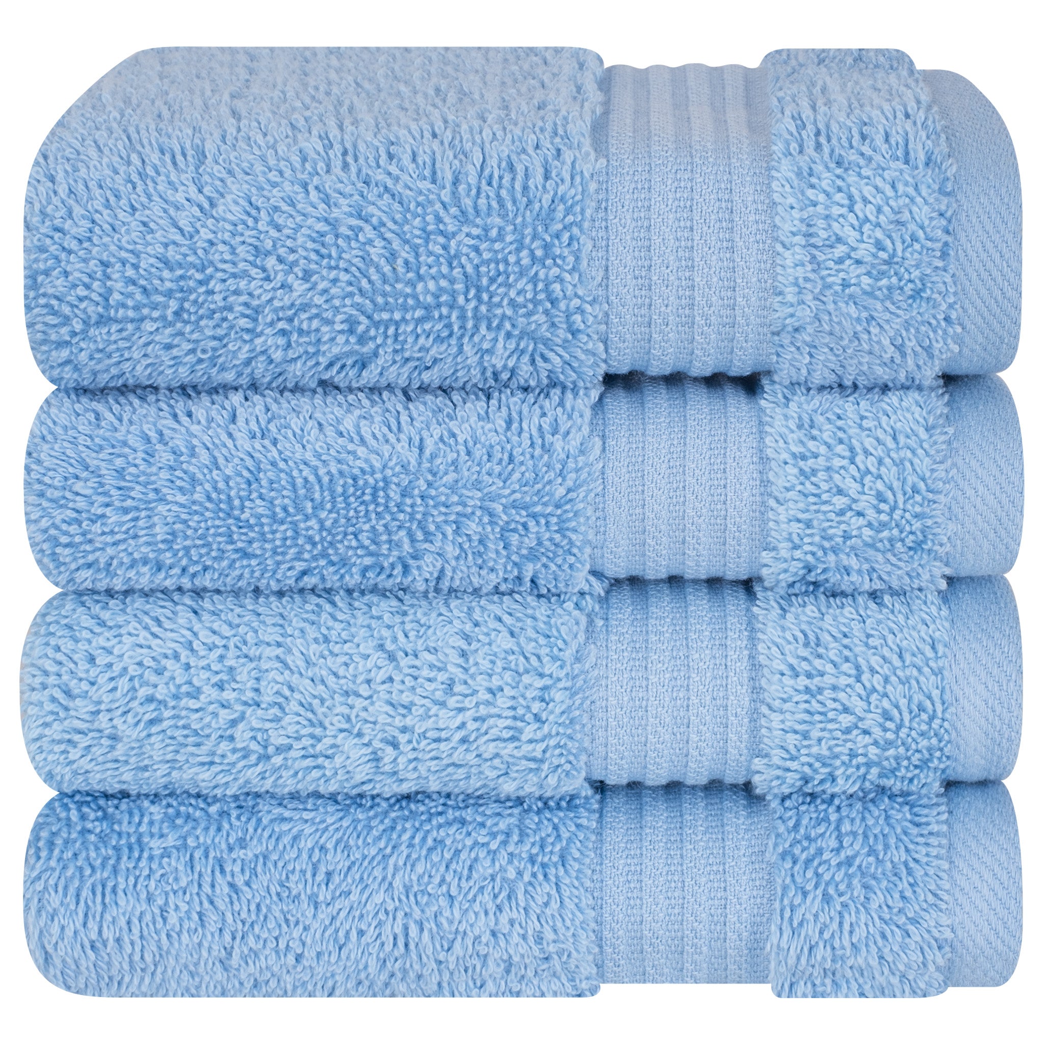 American-softlinen Bekos 100% Cotton Turkish Towels, 4 Piece Washcloth Towel Set -sky-blue-05