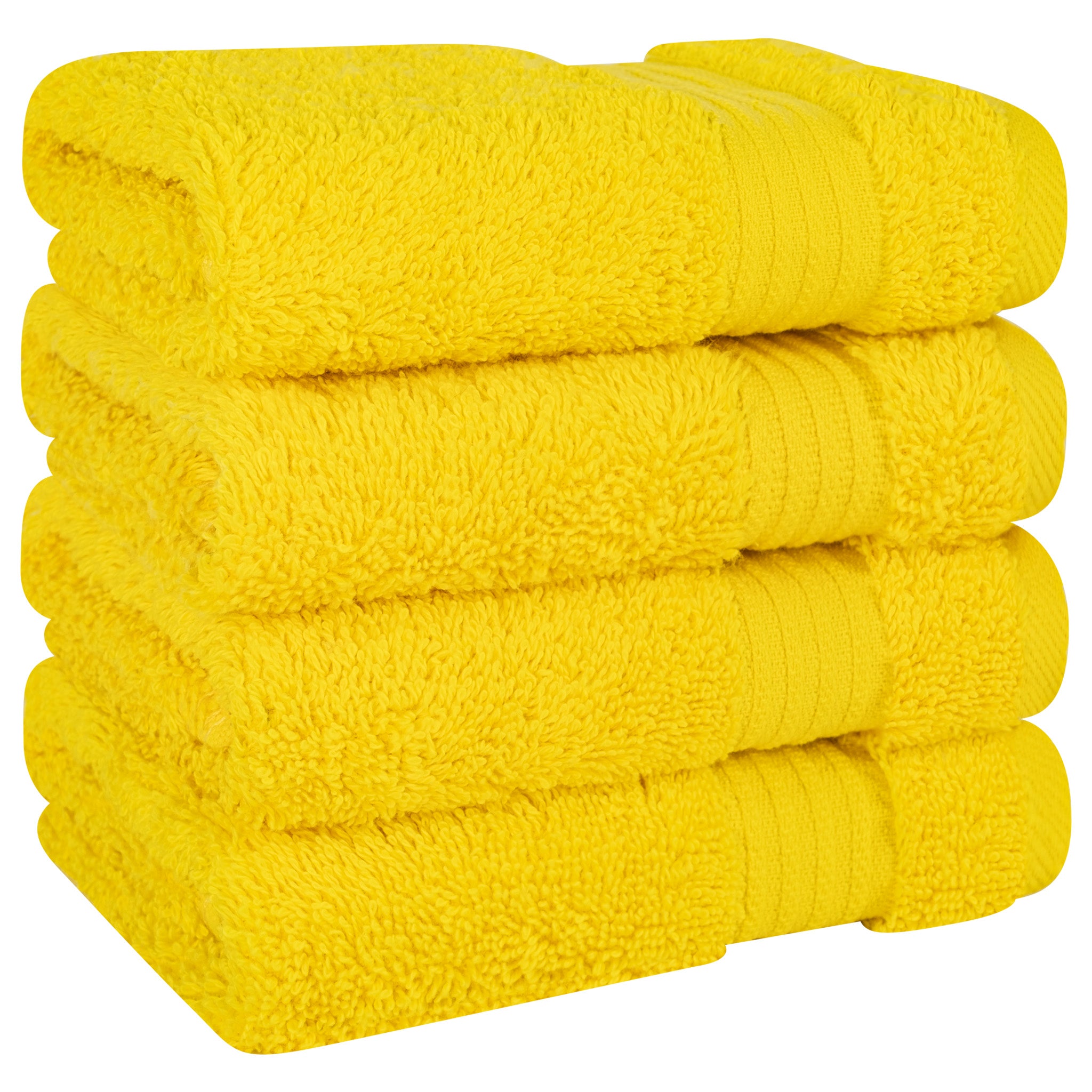 American-softlinen Bekos 100% Cotton Turkish Towels, 4 Piece Washcloth Towel Set -yellow-03