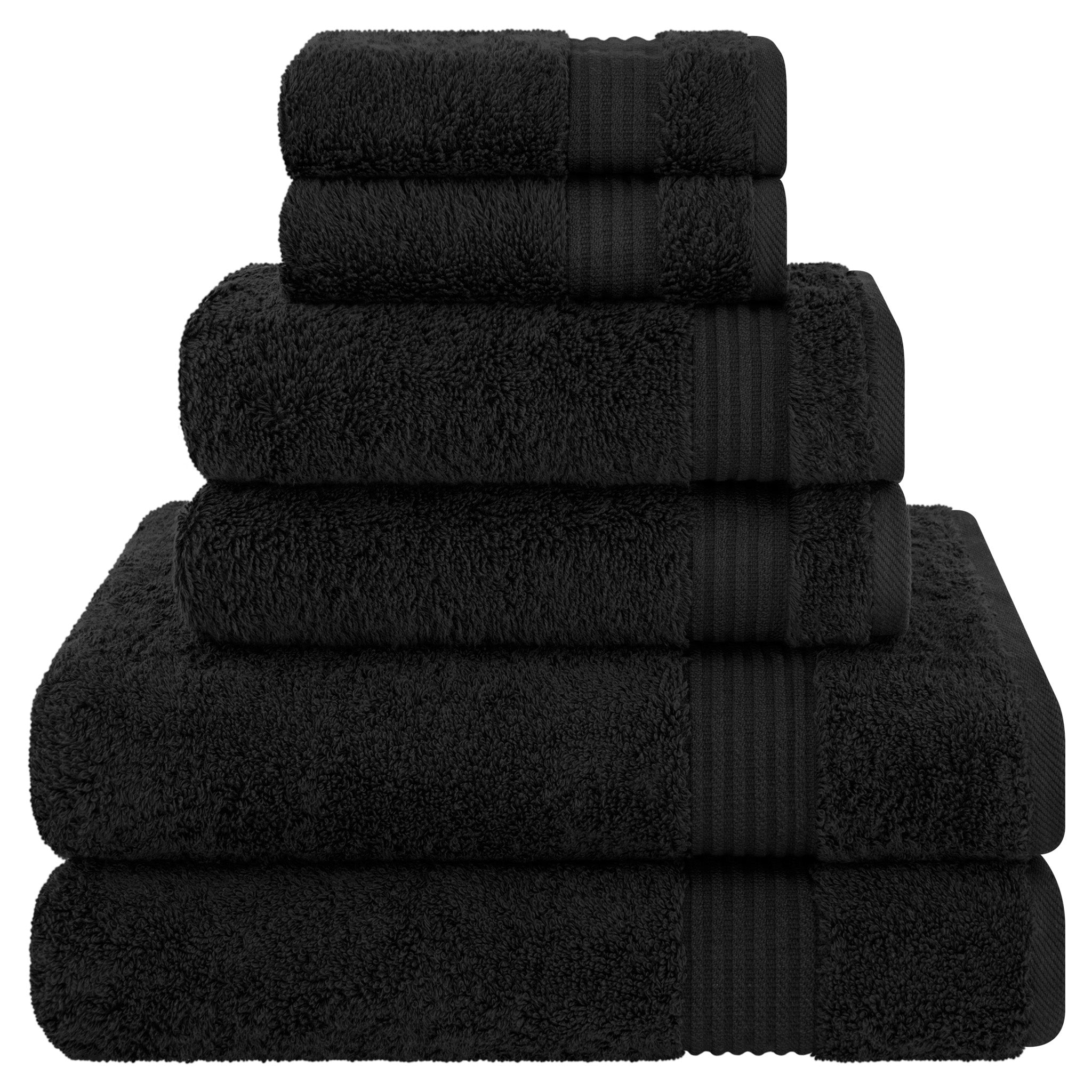American-softlinen Bekos 100% Cotton Turkish Towels 6 Piece Bath Towel Set -black-01