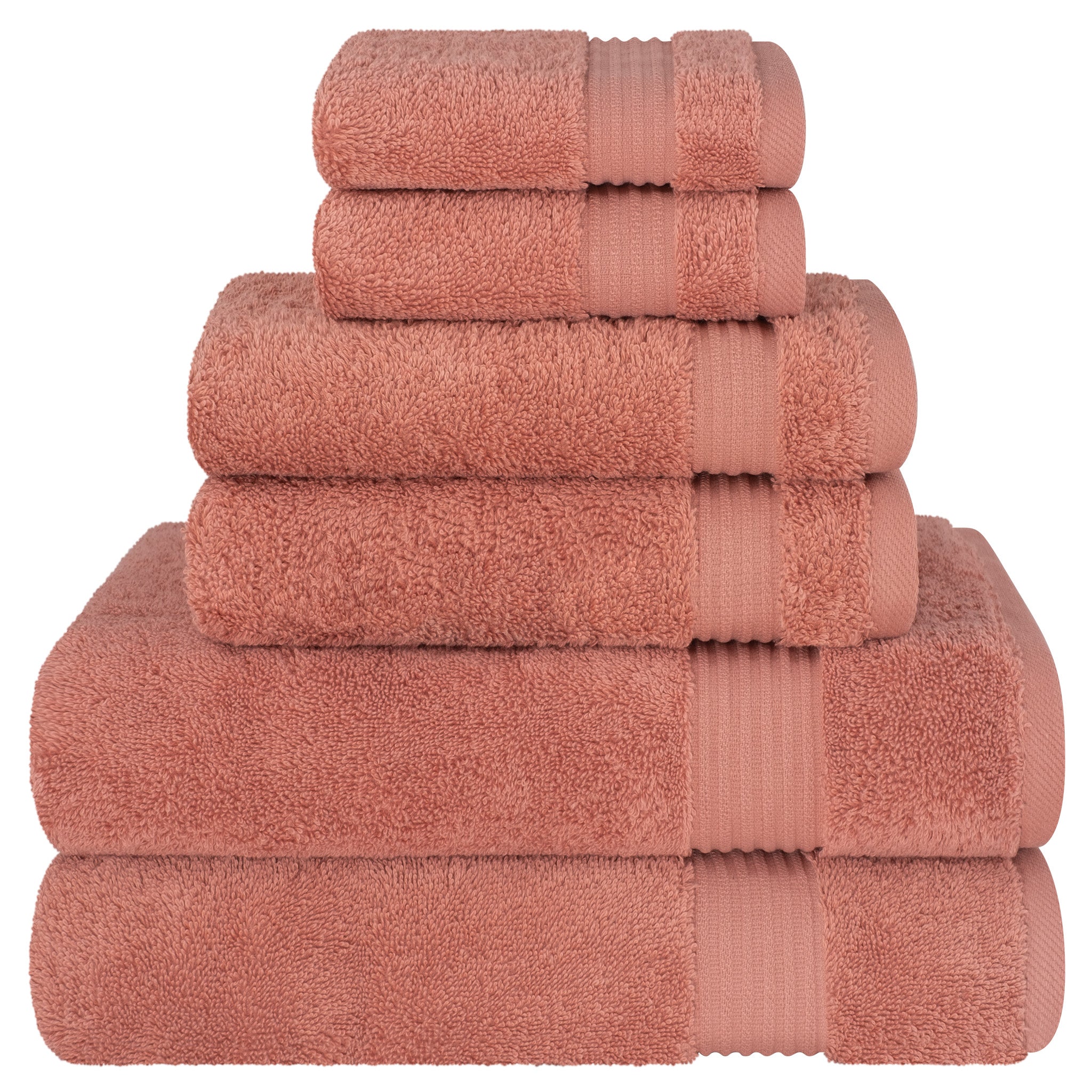 American-softlinen Bekos 100% Cotton Turkish Towels 6 Piece Bath Towel Set -coral-01