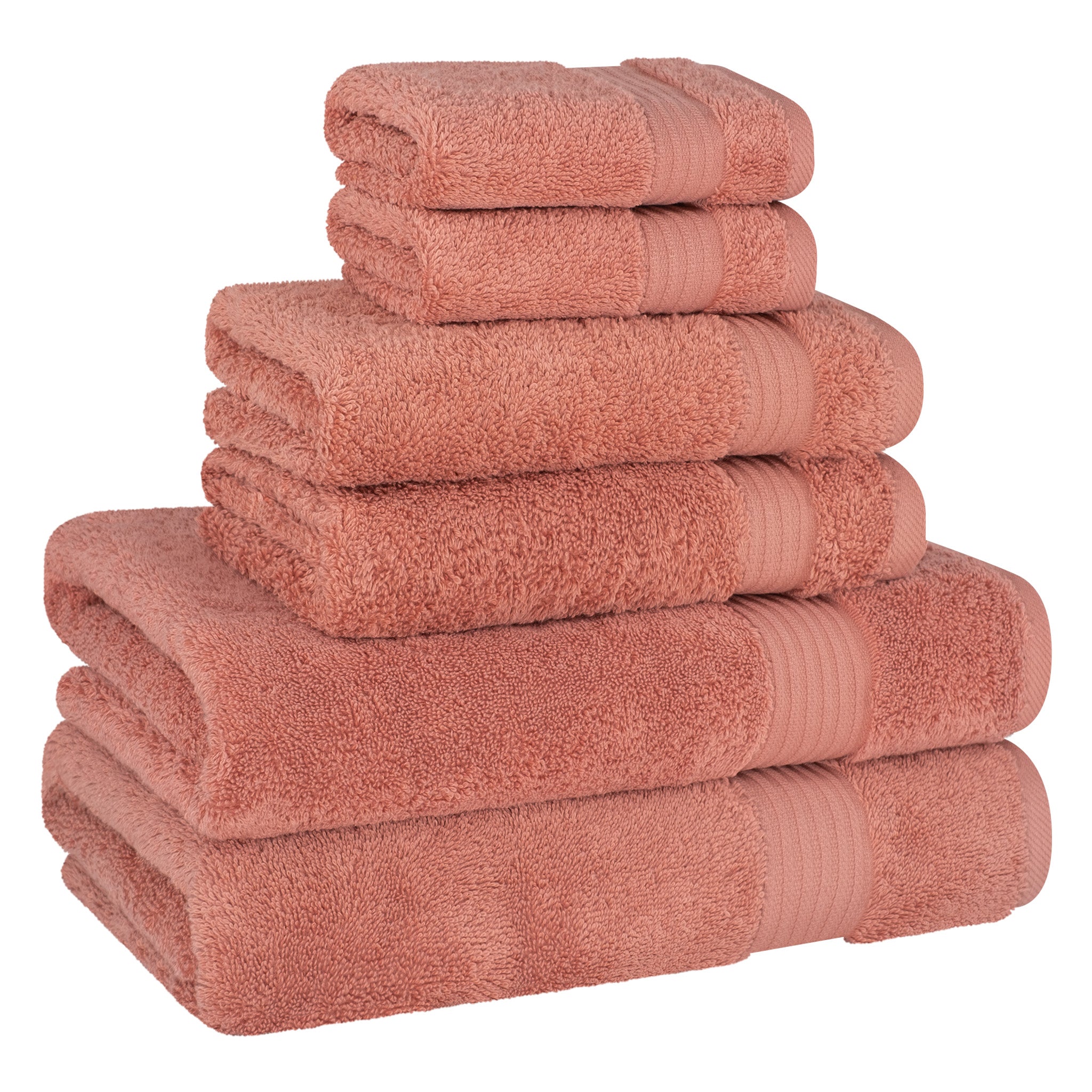 American-softlinen Bekos 100% Cotton Turkish Towels 6 Piece Bath Towel Set -coral-05