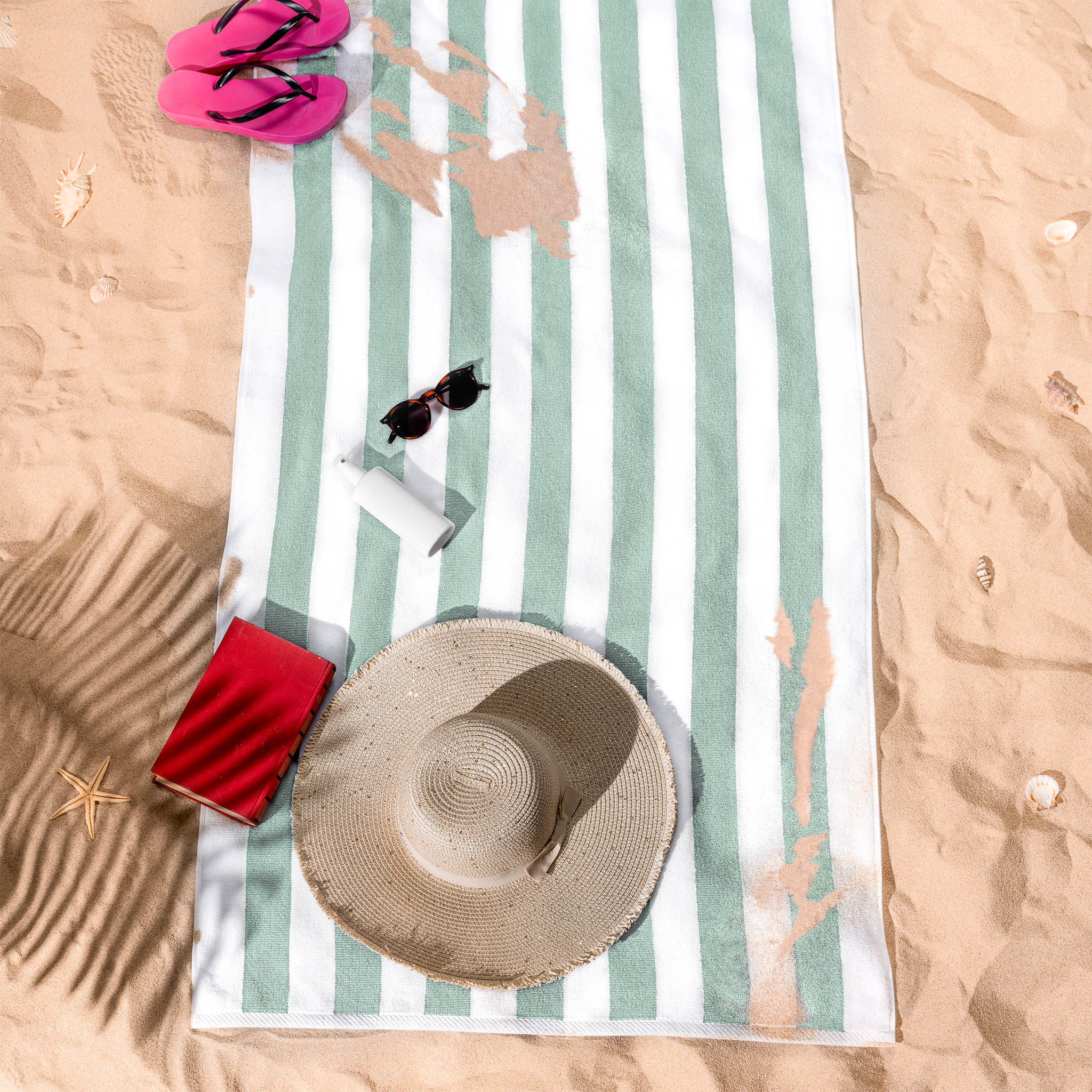 American-softlinen Cabana Striped Beach Towel 32 Set Case Pack -mint-white-6