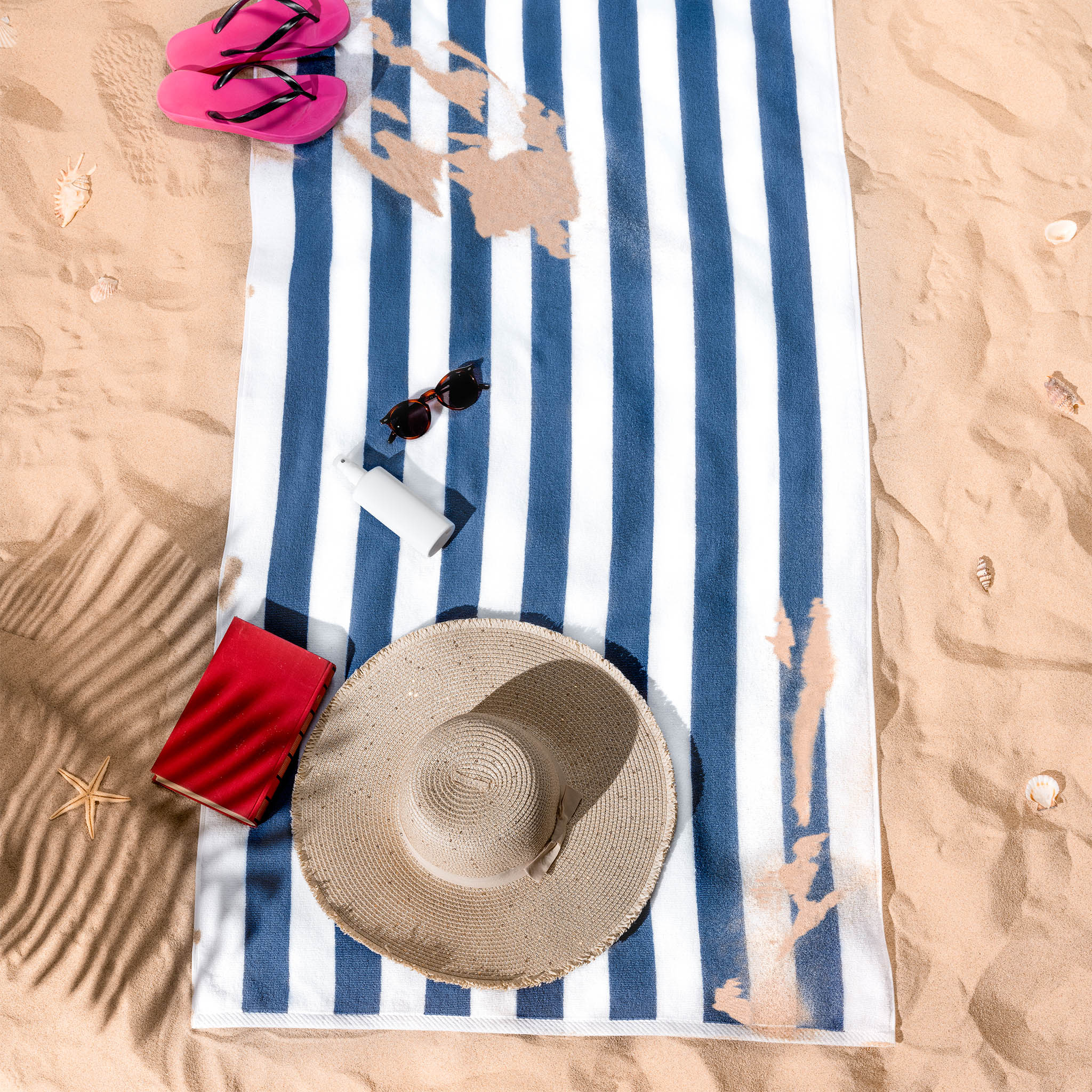 American-softlinen Cabana Striped Beach Towel 32 Set Case Pack -navy-blue-white-6