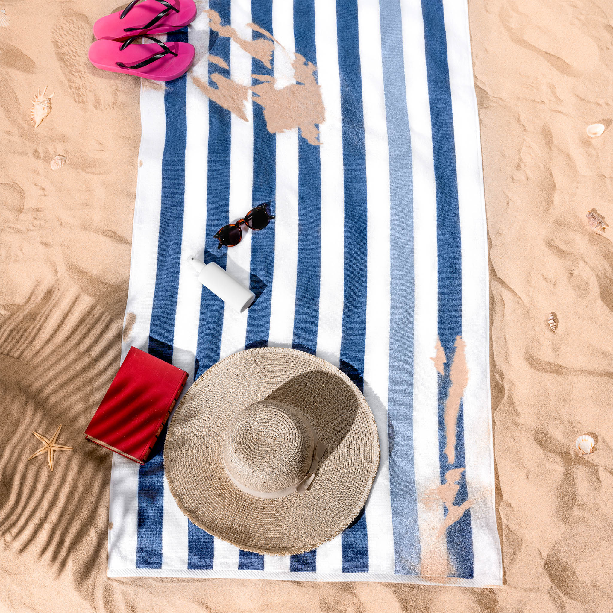 American-softlinen Cabana Striped Beach Towel 32 Set Case Pack -navy-sky-white-6