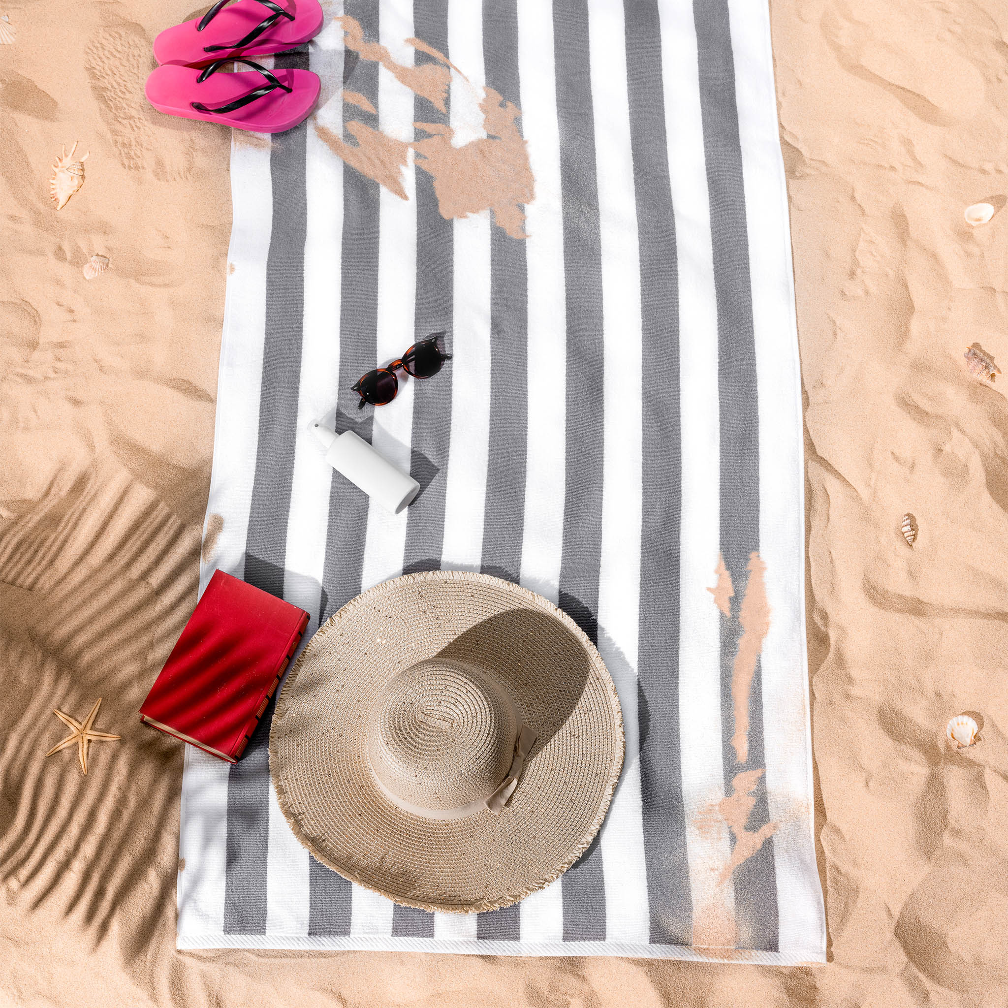 American-softlinen Cabana Striped Beach Towel 32 Set Case Pack -rockridge-gray-white-6