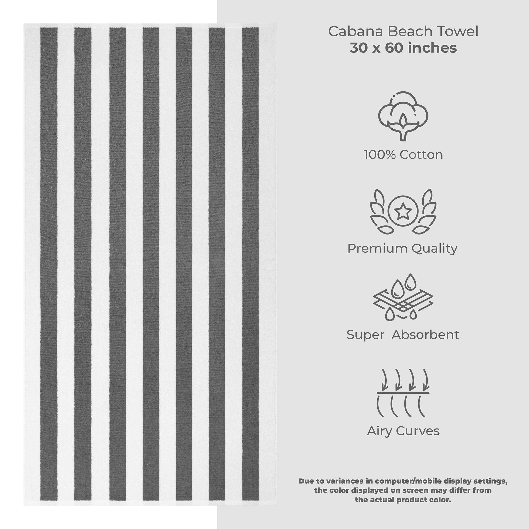 American-softlinen Cabana Oversized Beach Towel -gray-white-3