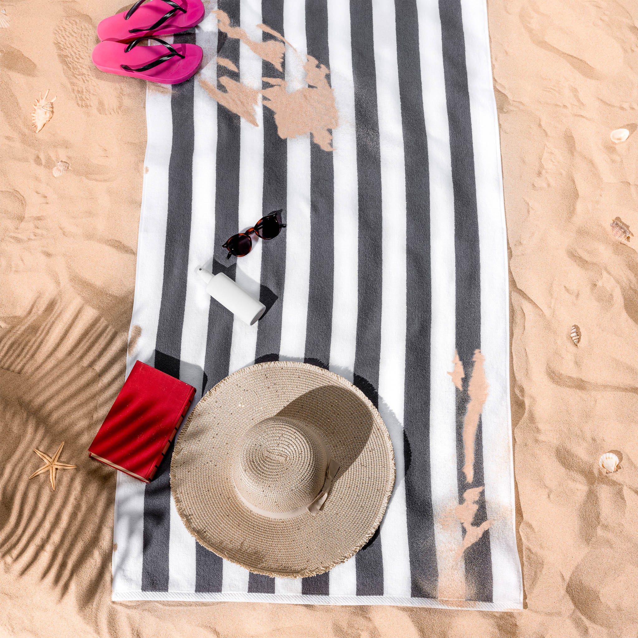 American-softlinen Cabana Oversized Beach Towel -gray-white-6