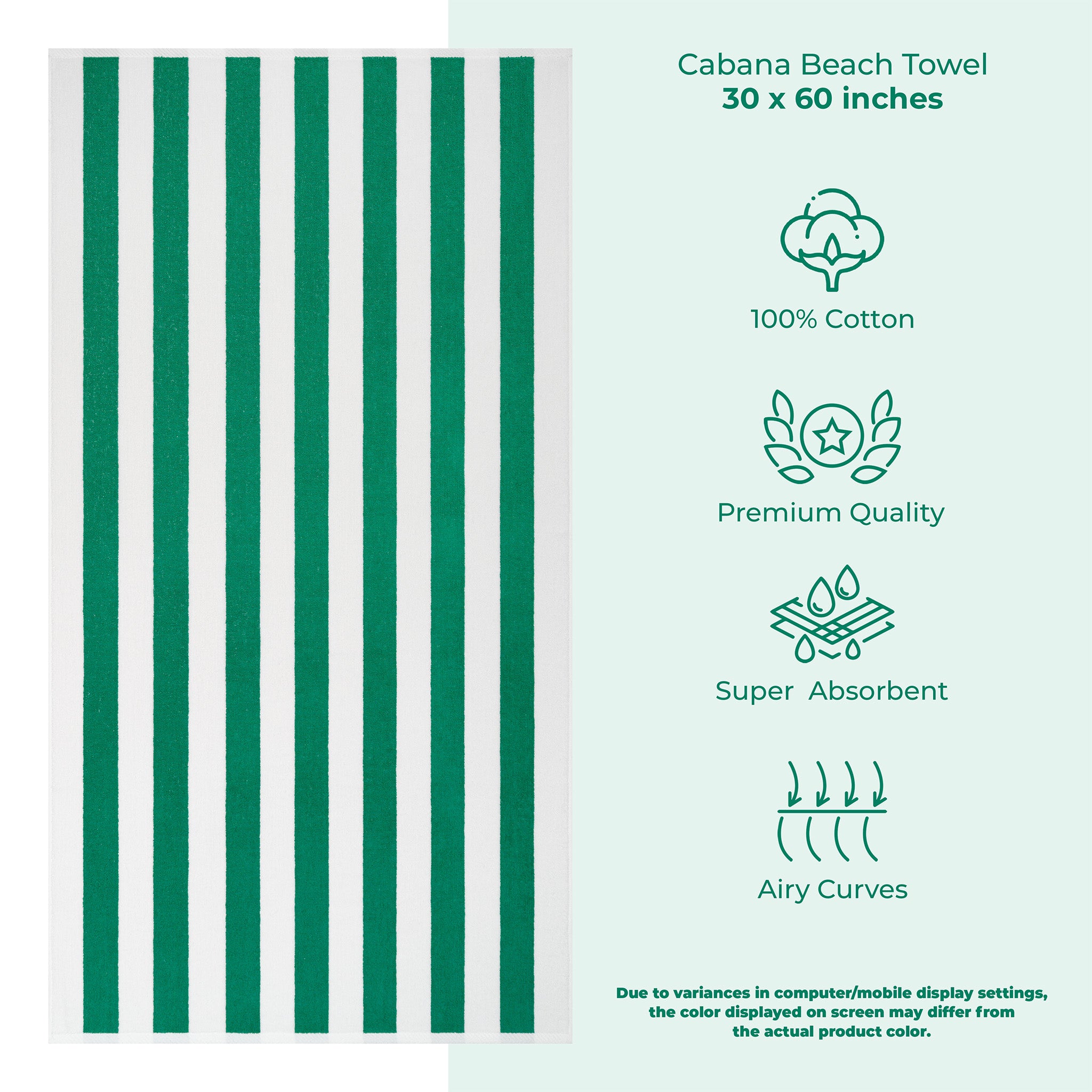 American-softlinen Cabana Oversized Beach Towel -green-white-3