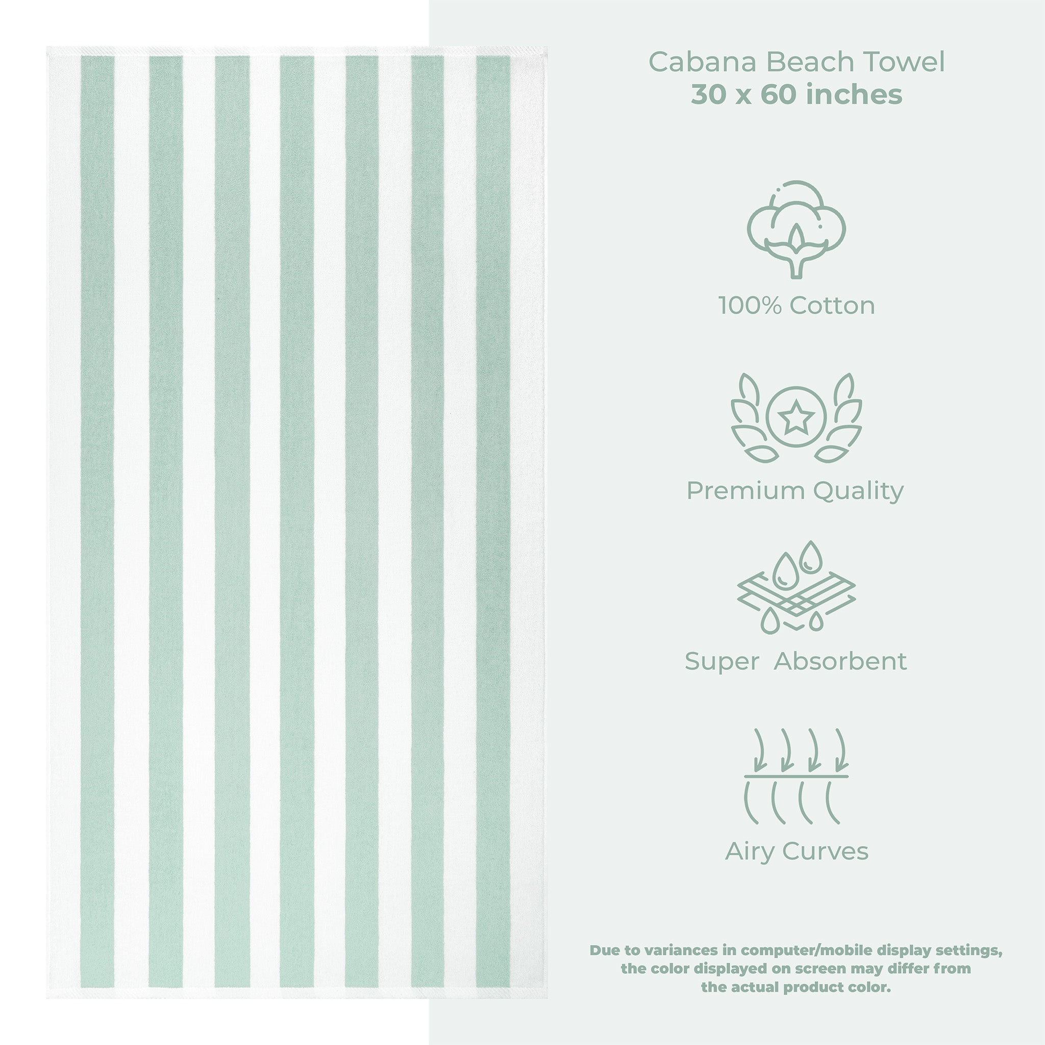 American-softlinen Cabana Oversized Beach Towel -mint-white-3