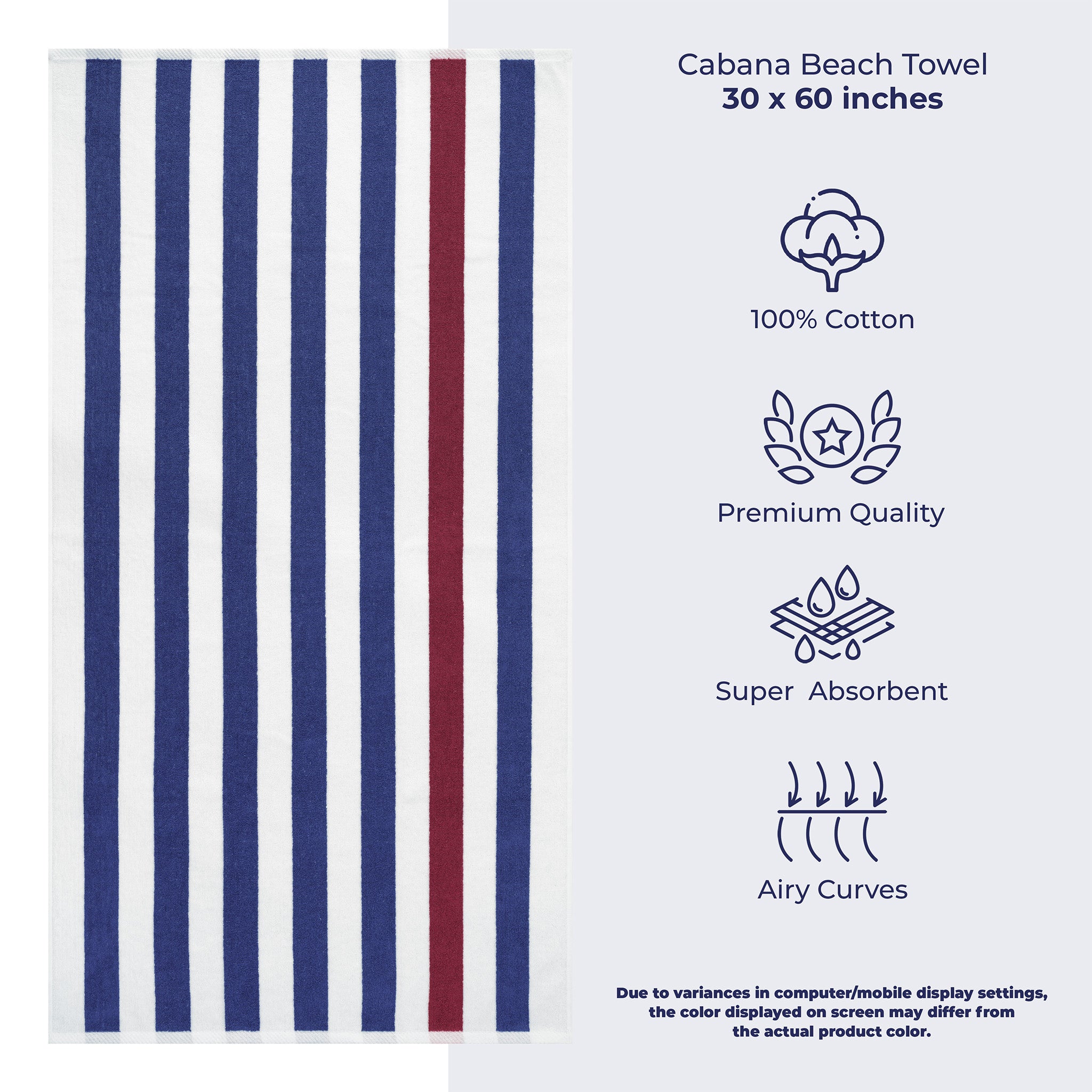 American-softlinen Cabana Oversized Beach Towel -navy-bordeaux-white-3