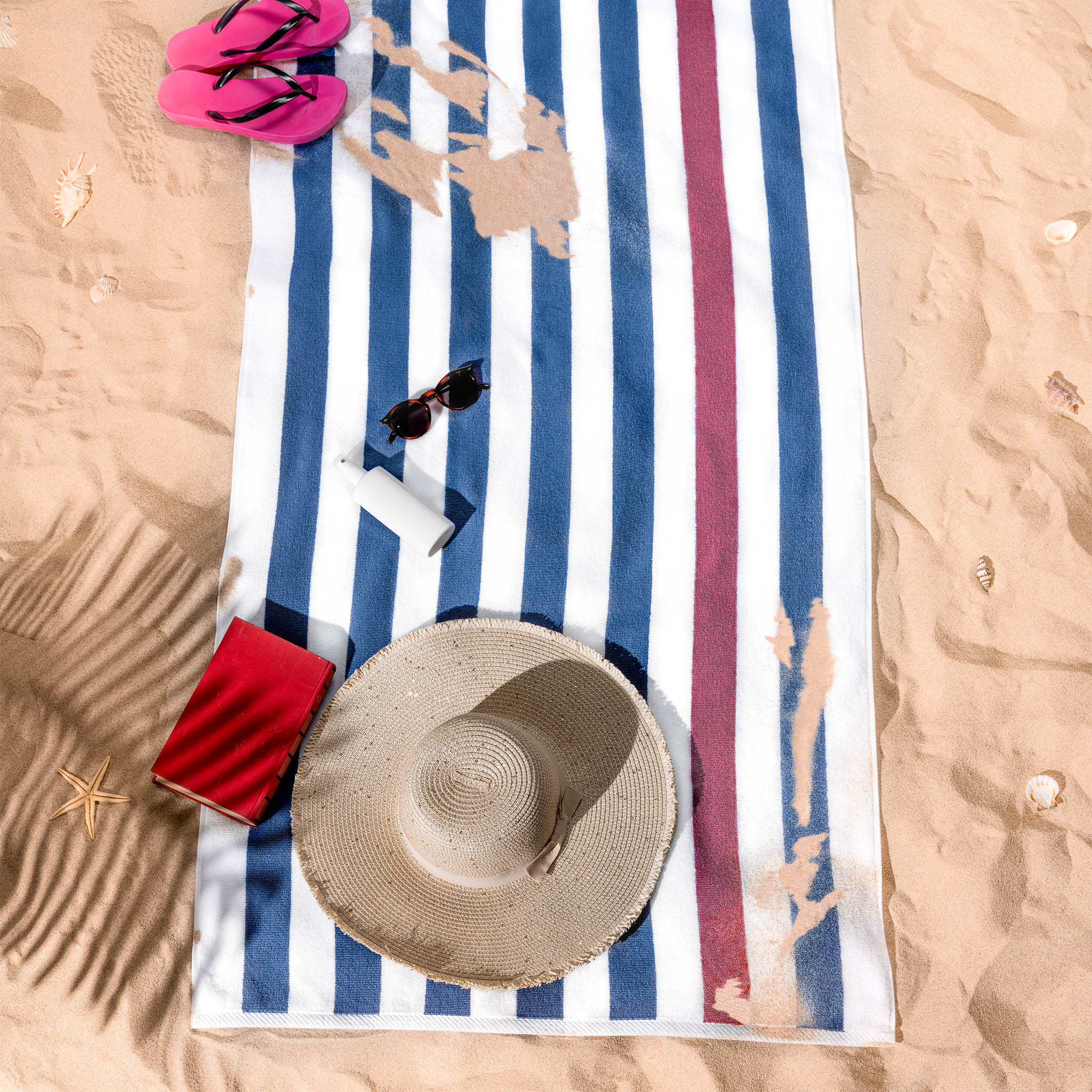 American-softlinen Cabana Oversized Beach Towel -navy-bordeaux-white-6