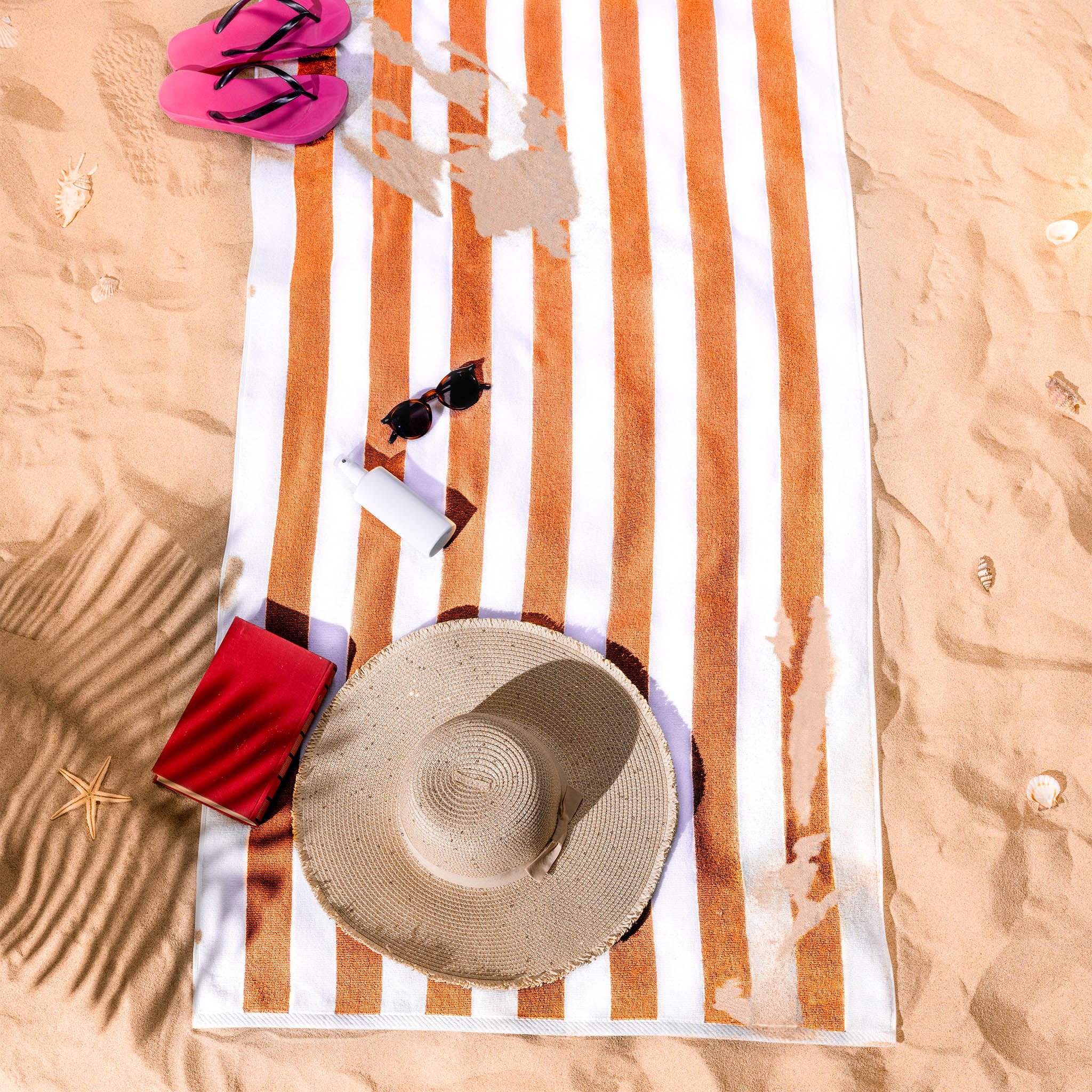 American-softlinen Cabana Oversized Beach Towel -orange-white-6