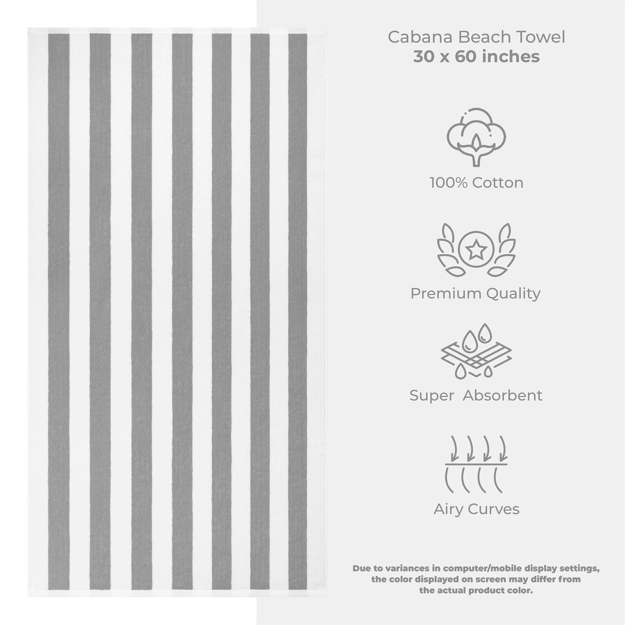 American-softlinen Cabana Oversized Beach Towel -rockridge-gray-white-3