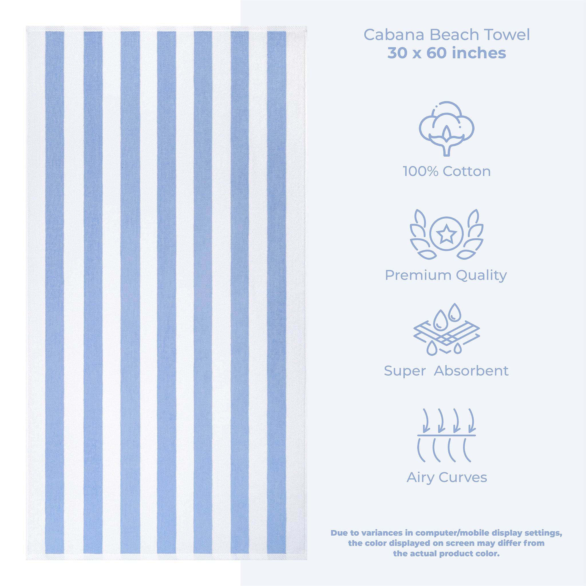 American-softlinen Cabana Oversized Beach Towel -sky-blue-white-3