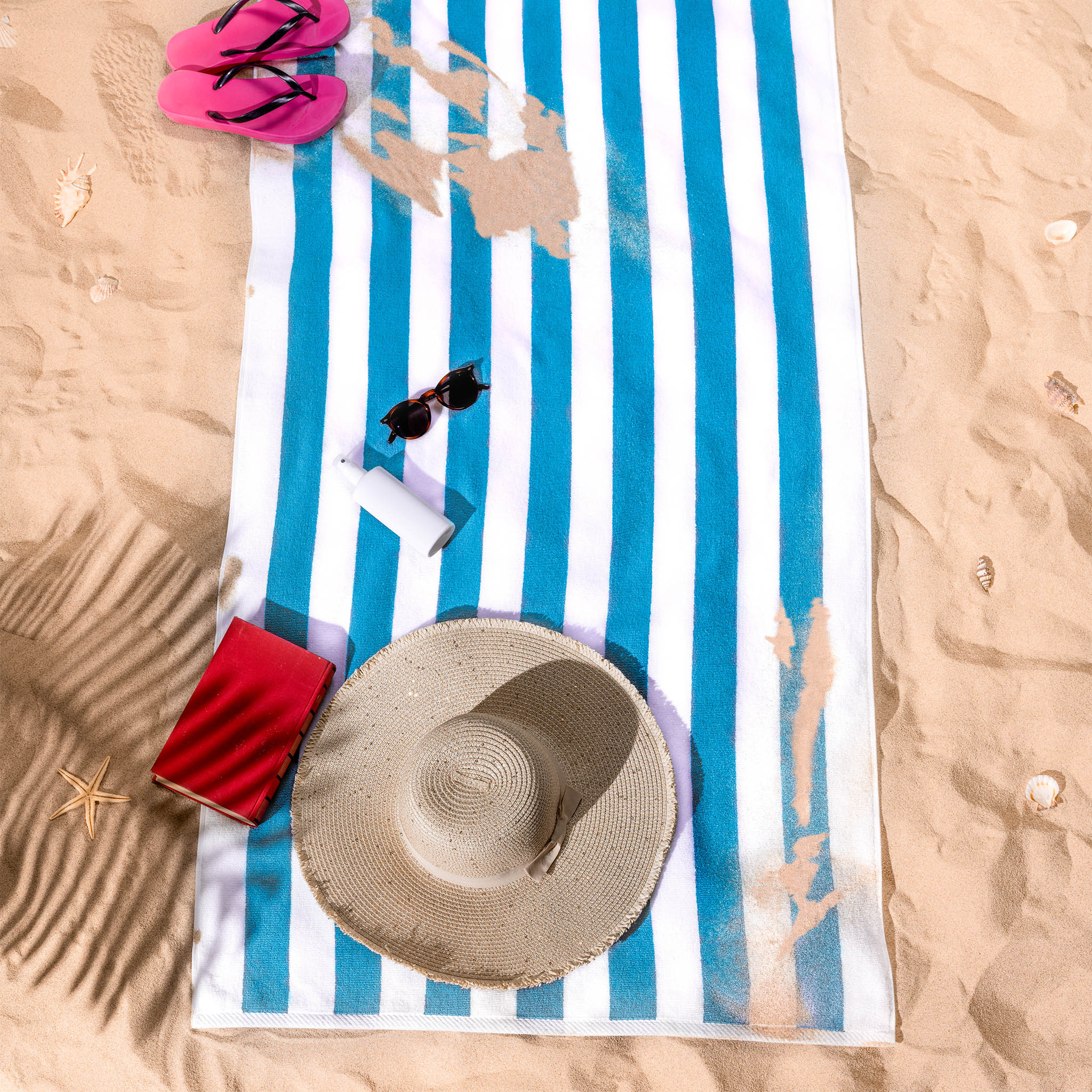 American-softlinen Cabana Oversized Beach Towel -turquoise-blue-white-6