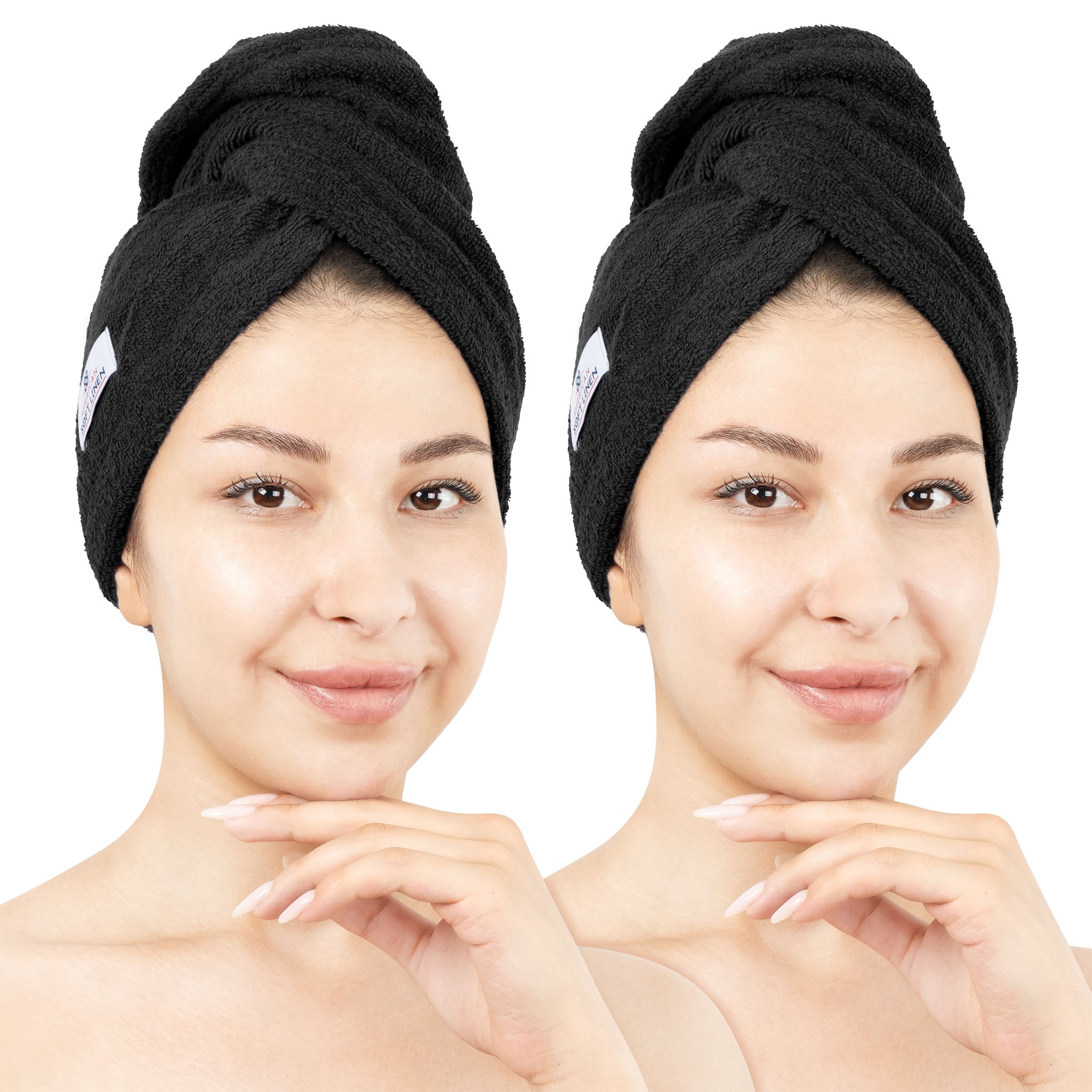 American-softlinen 100% Cotton Hair Drying Towels for Women 2 pack 75 set case pack black-1