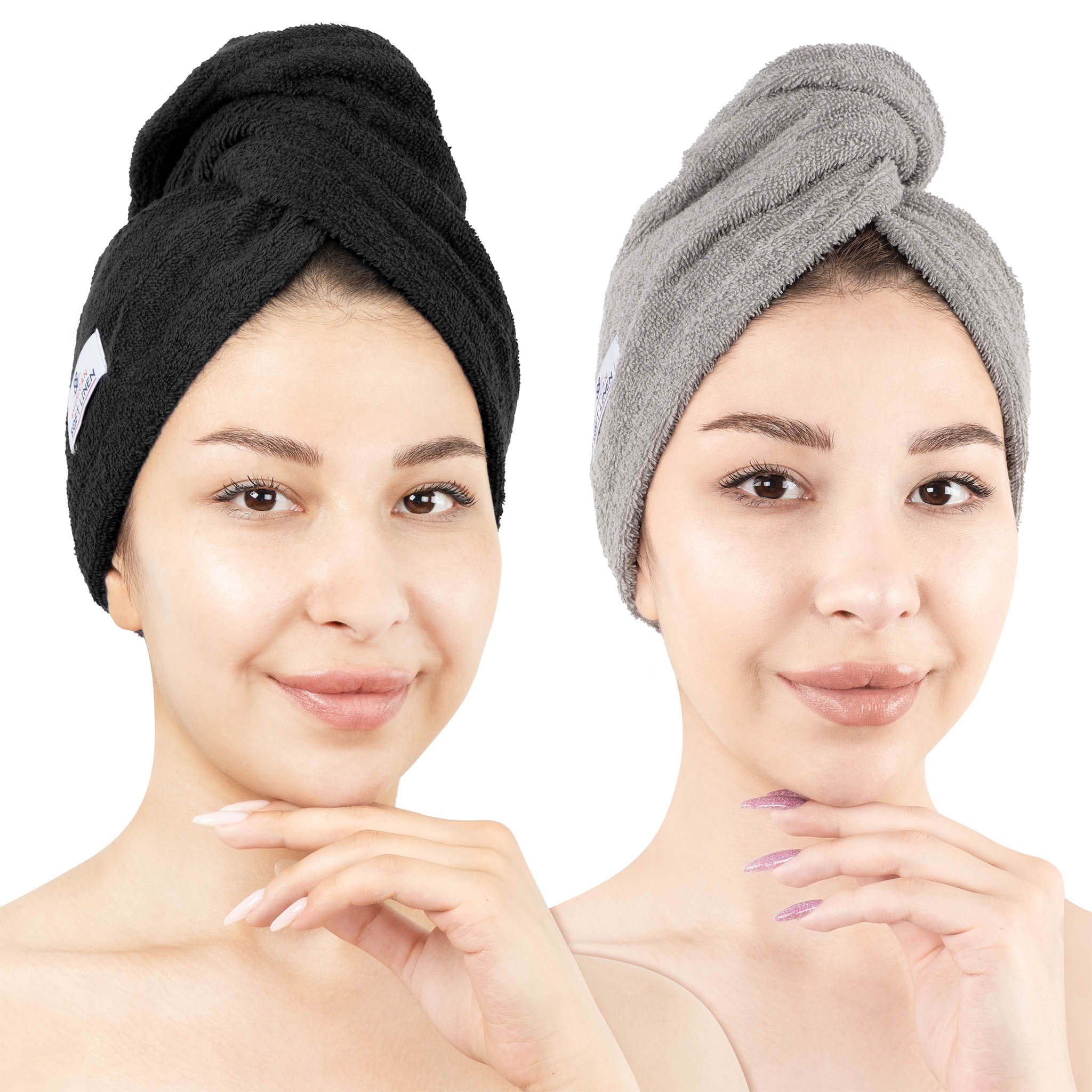 American-softlinen 100% Cotton Hair Drying Towels for Women 2 pack 75 set case pack black-rockridge-1