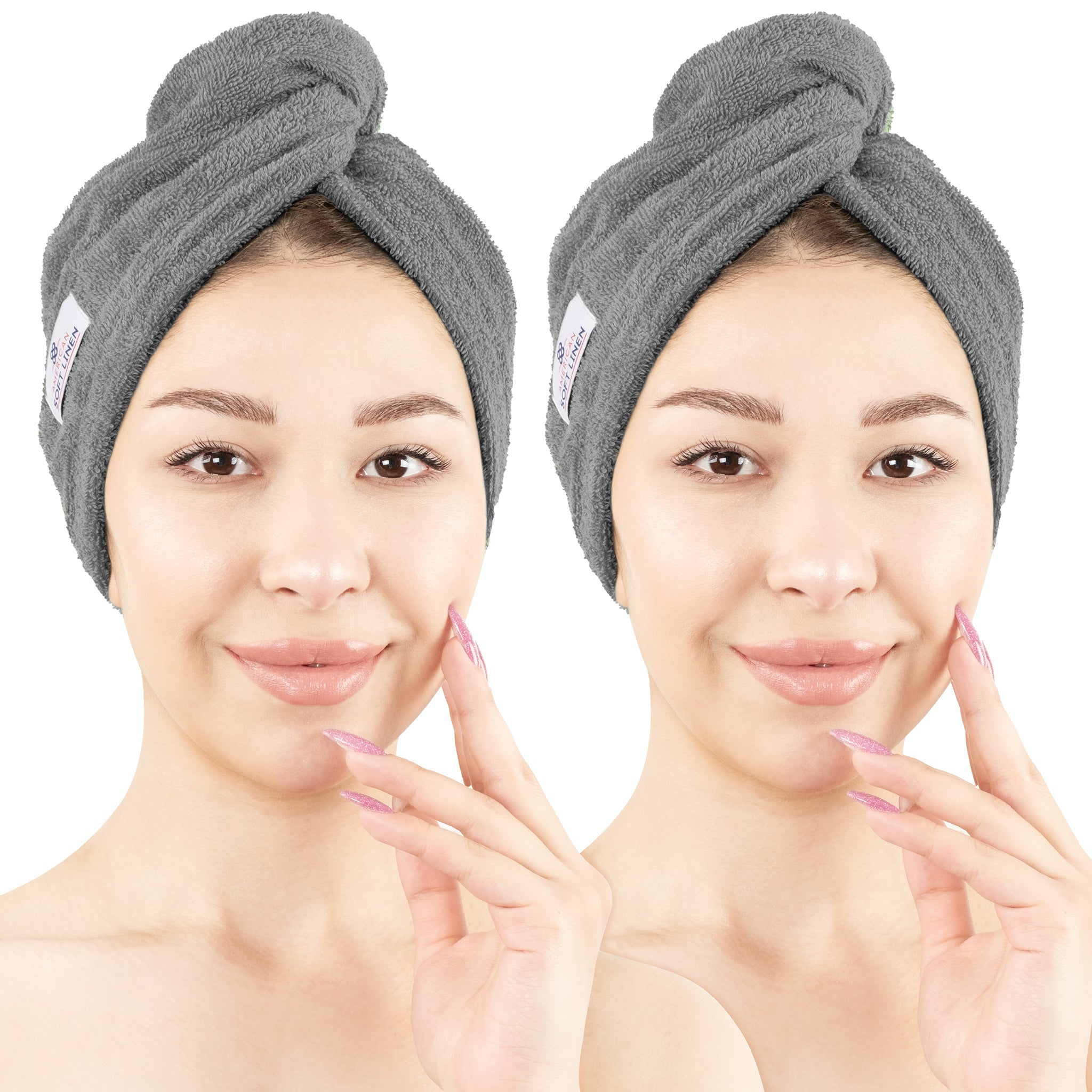 American-softlinen 100% Cotton Hair Drying Towels for Women, 2 Pack Head Towel Cap - 75 Set Case Pack