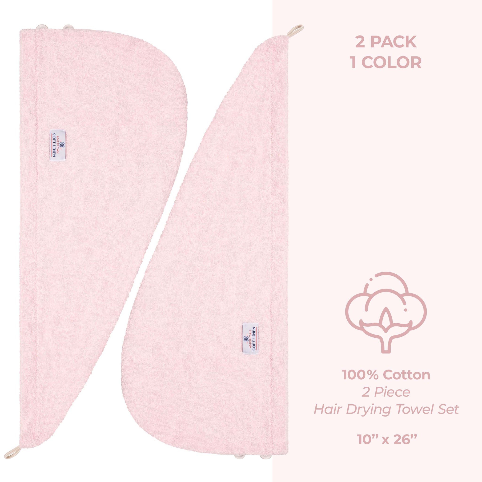 American-softlinen 100% Cotton Hair Drying Towels for Women Pink-4
