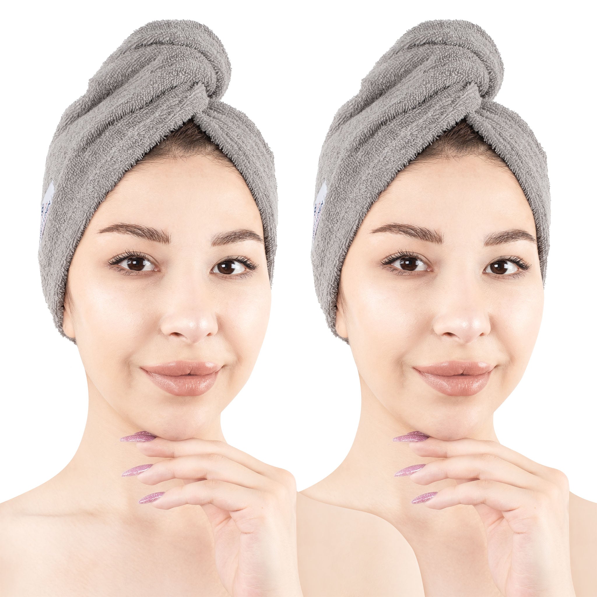 American-softlinen 100% Cotton Hair Drying Towels for Women Rockridge Gray-1