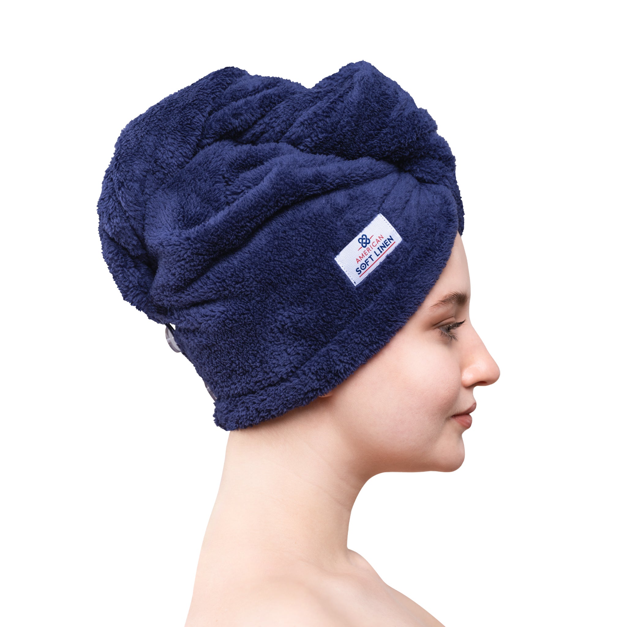 American-softlinen Extremely Soft Super Absorbent and Fast Drying Hair Towel -2-packed-blue-2