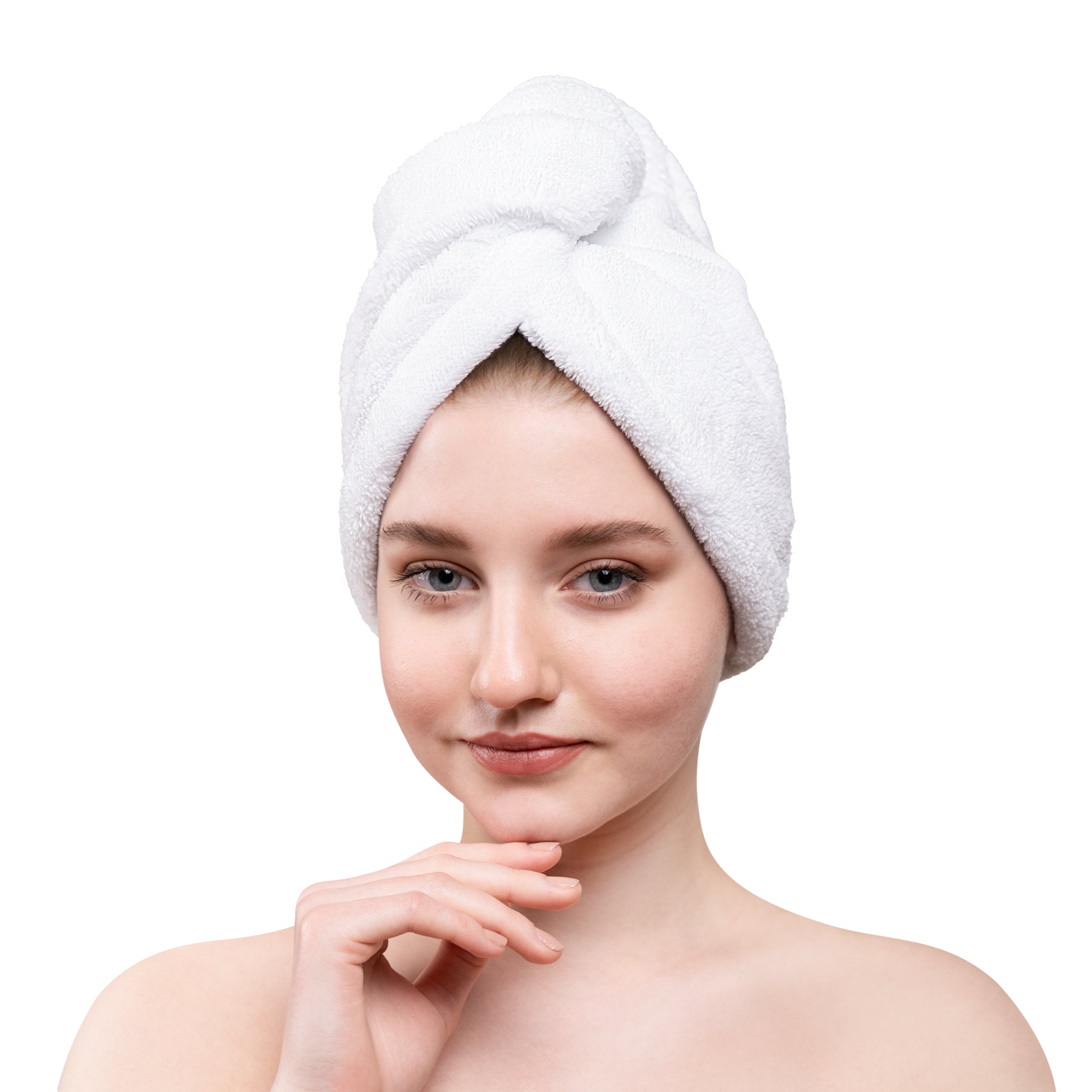 American-softlinen Extremely Soft Super Absorbent and Fast Drying Hair Towel -2-packed-white-1