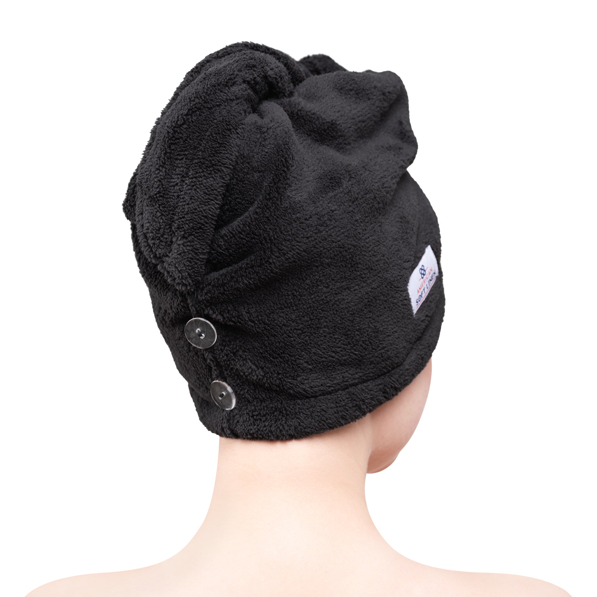 American-softlinen Extremely Soft Super Absorbent and Fast Drying Hair Towel -black-3