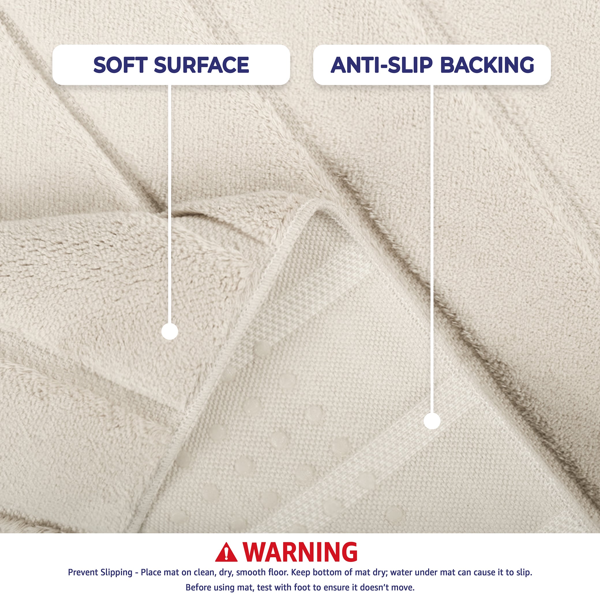 American-softlinen Katiy Bath Rug – 21x34 Inches Non-Slip Premium Cotton Comfort - Bath Mats for Bathroom