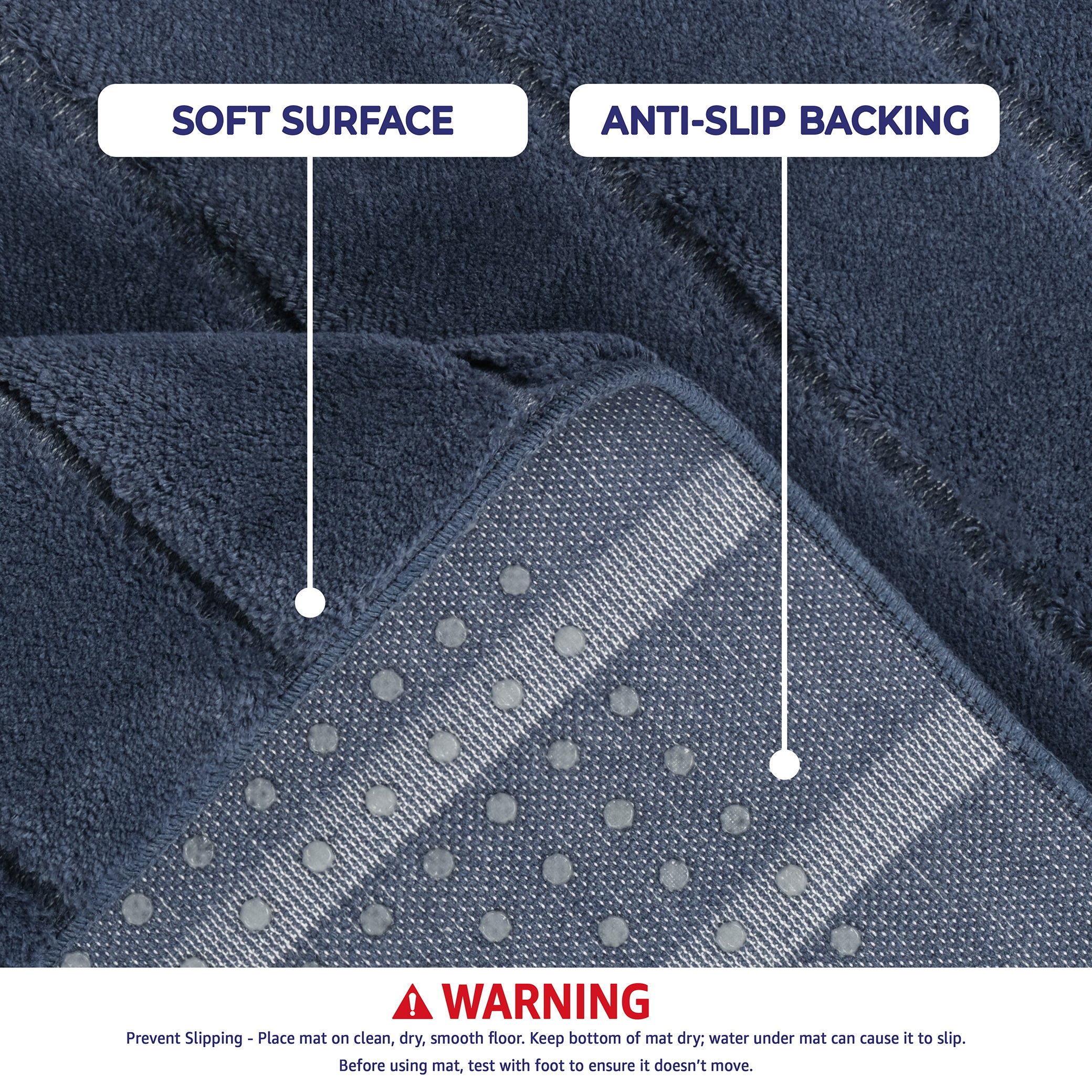 American-softlinen Katiy Bath Rug – 21x34 Inches Non-Slip Premium Cotton Comfort - Bath Mats for Bathroom