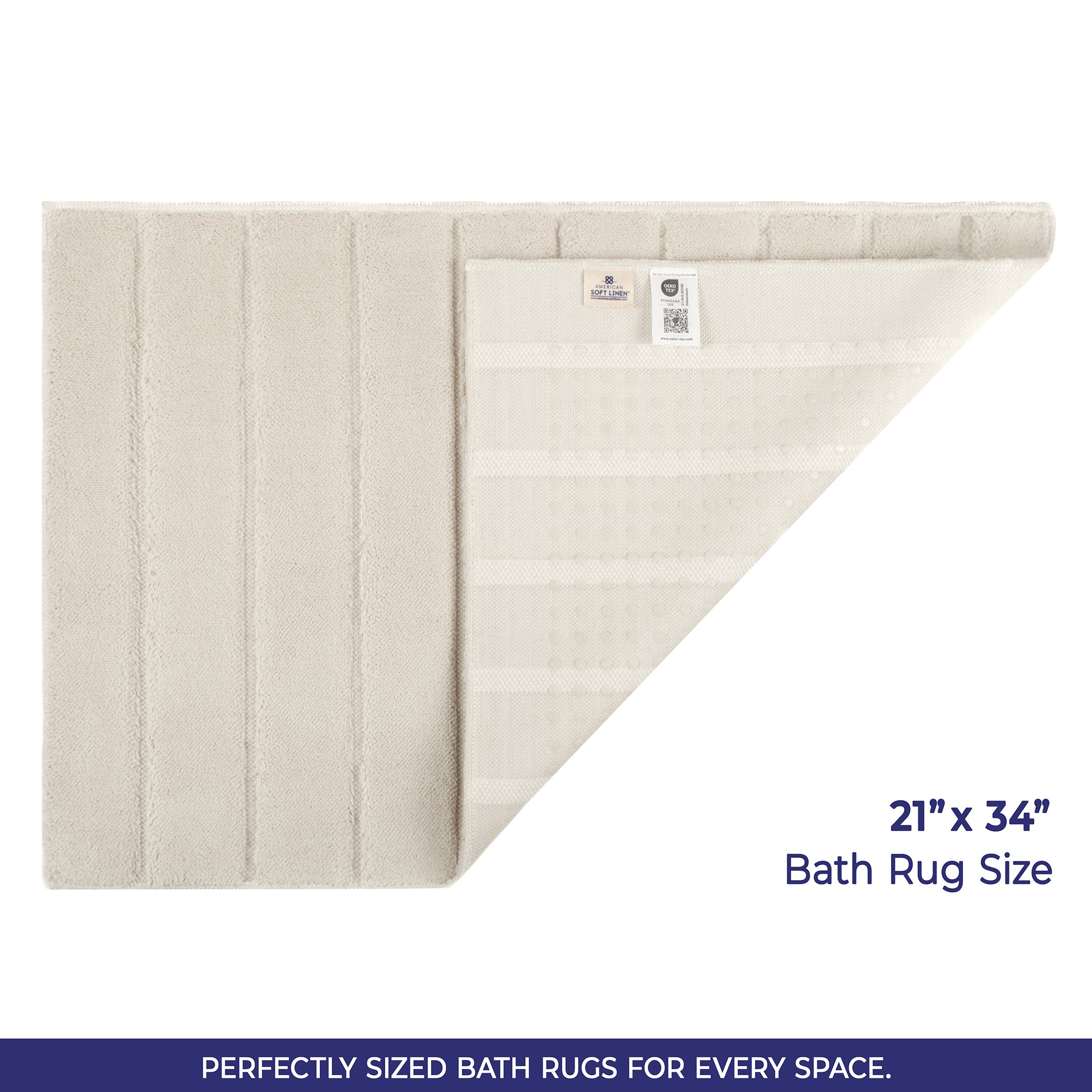 American-softlinen Katiy Bath Rug – 21x34 Inches Non-Slip Premium Cotton Comfort - Bath Mats for Bathroom