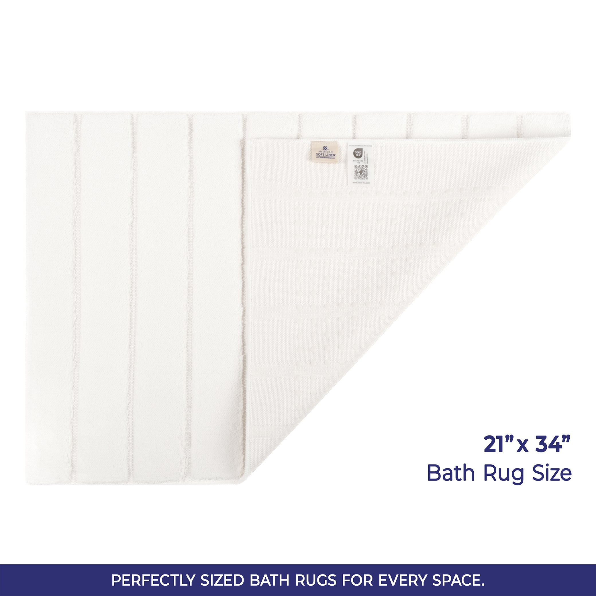 American-softlinen Katiy Bath Rug – 21x34 Inches Non-Slip Premium Cotton Comfort - Bath Mats for Bathroom