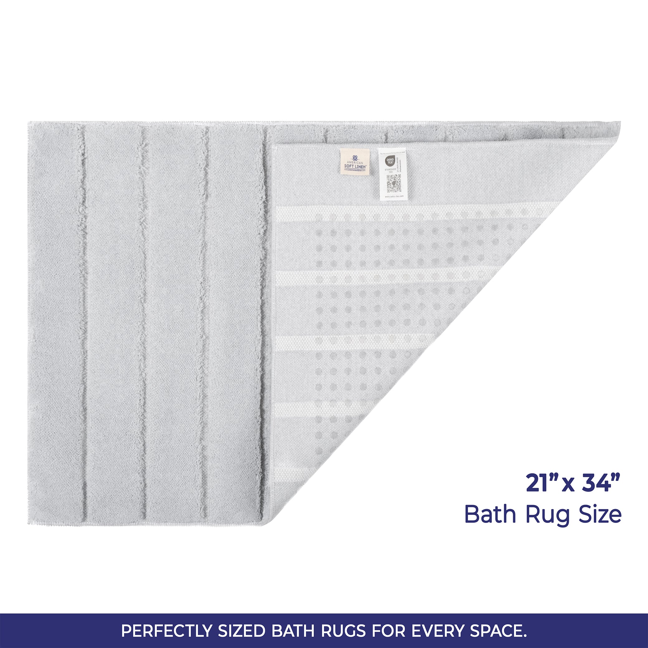 American-softlinen Katiy Bath Rug – 21x34 Inches Non-Slip Premium Cotton Comfort - Bath Mats for Bathroom